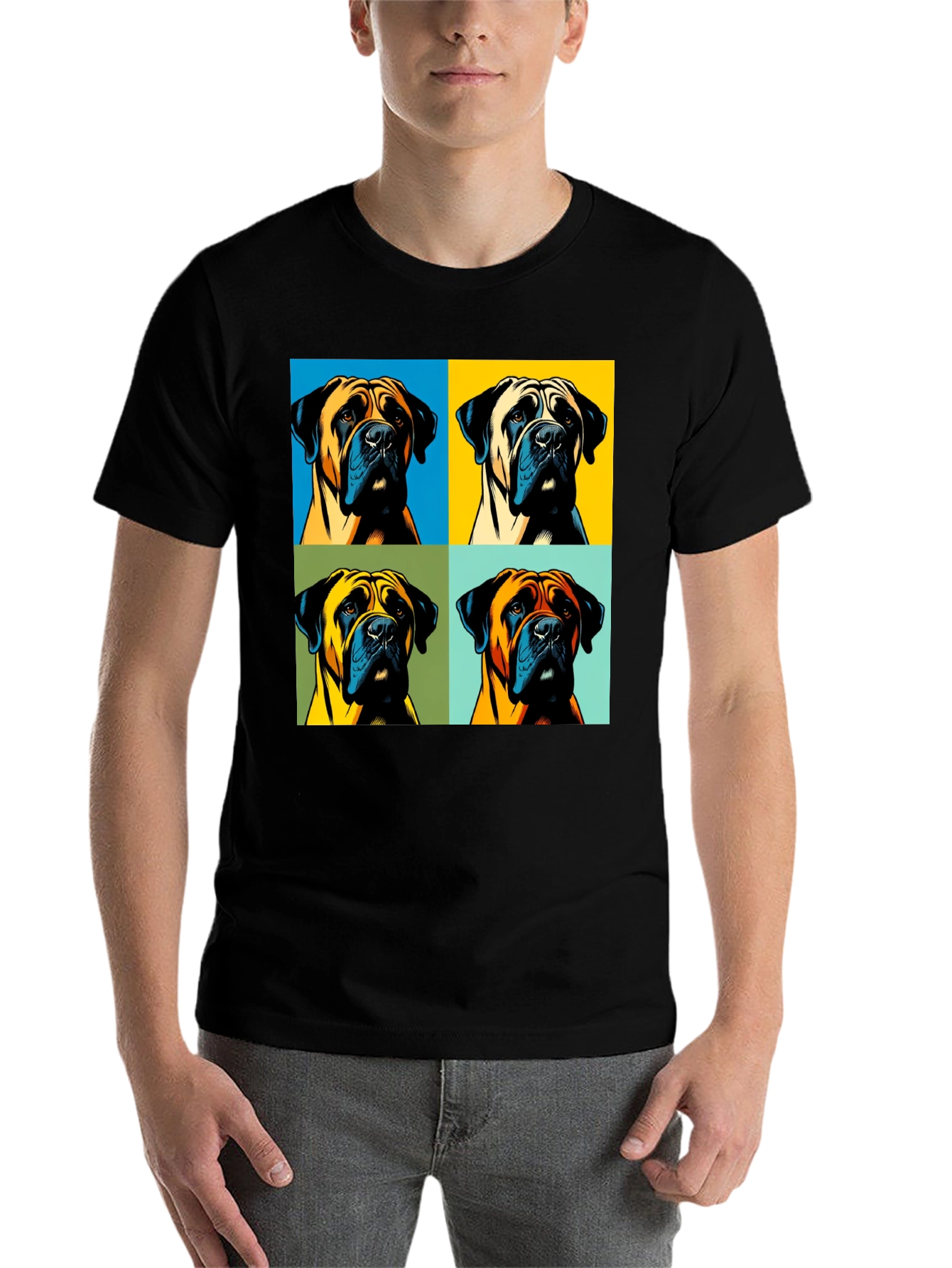 Black Pop Art Dog Graphic T-Shirt - Unique Boxer Tee view 7