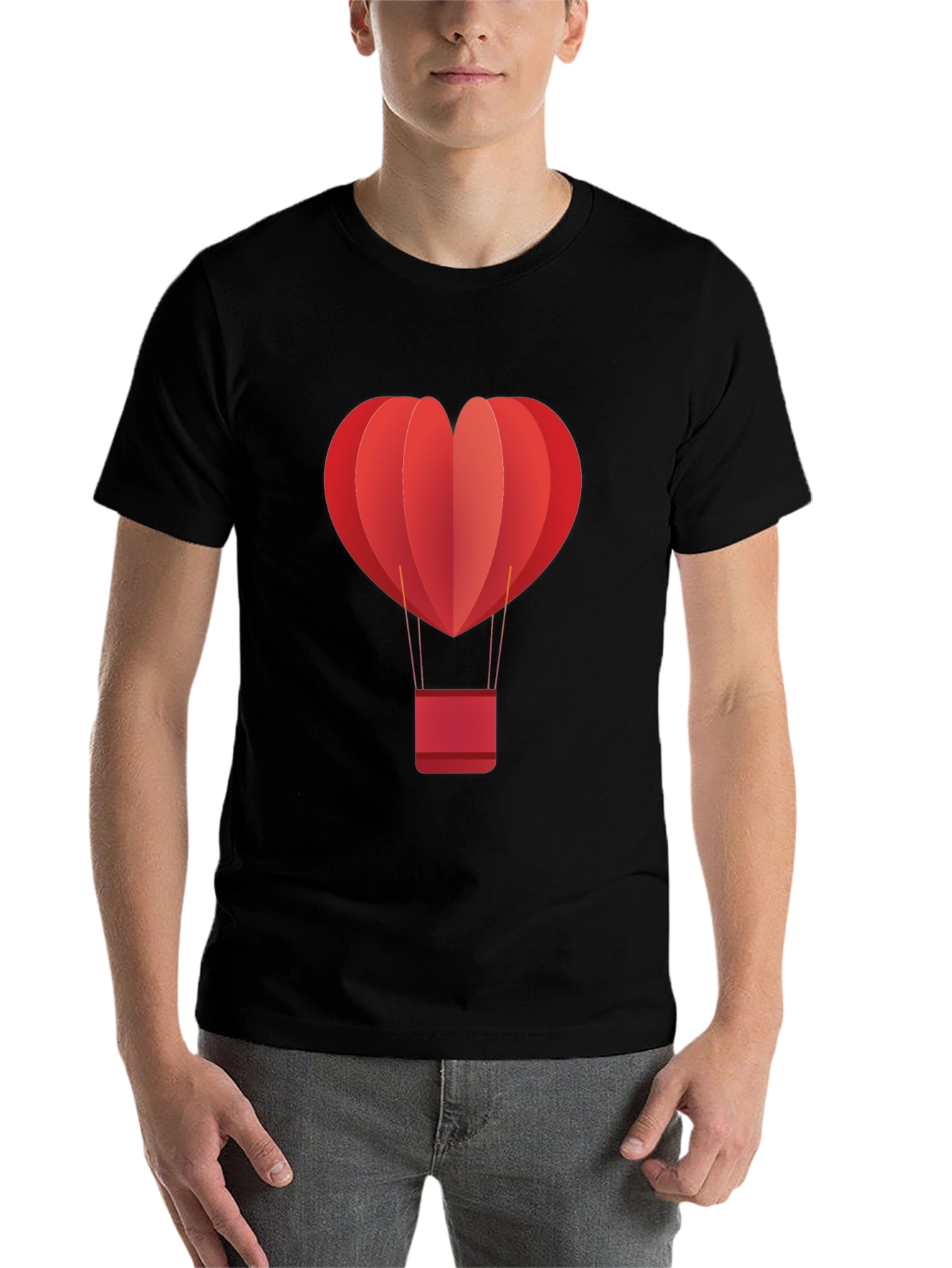 Black Heart Hot Air Balloon Graphic Tee - Black view 7