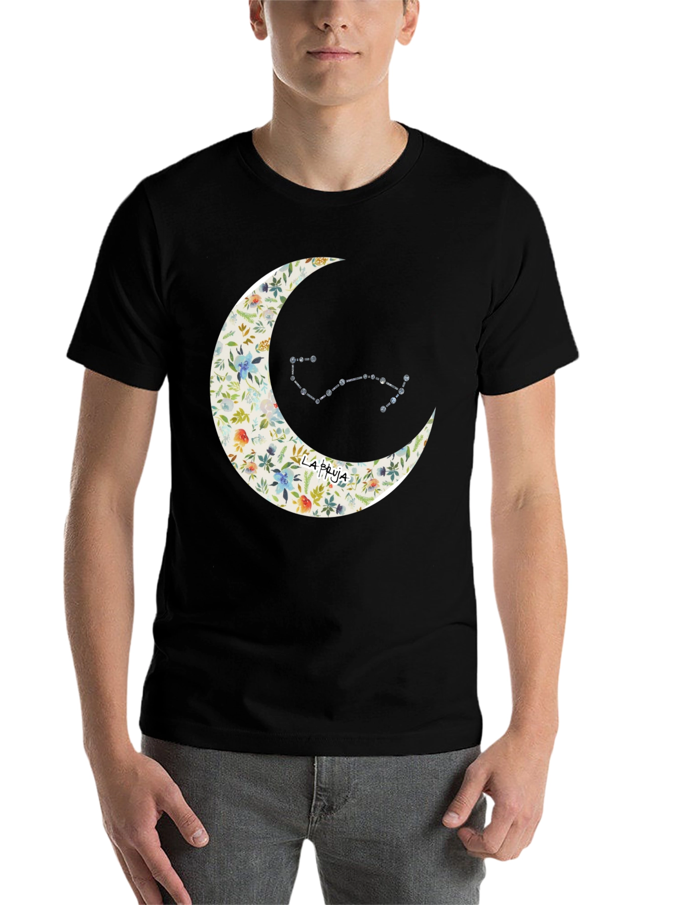 Black Floral Moon & Constellation Graphic Tee view 7