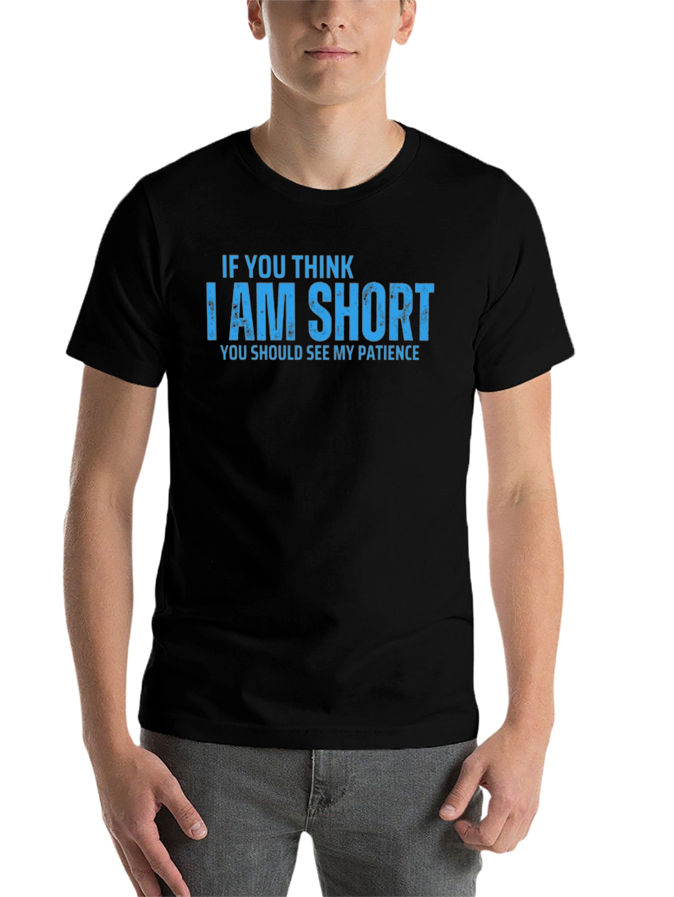 Black Funny "I am short" Graphic T-Shirt view 7