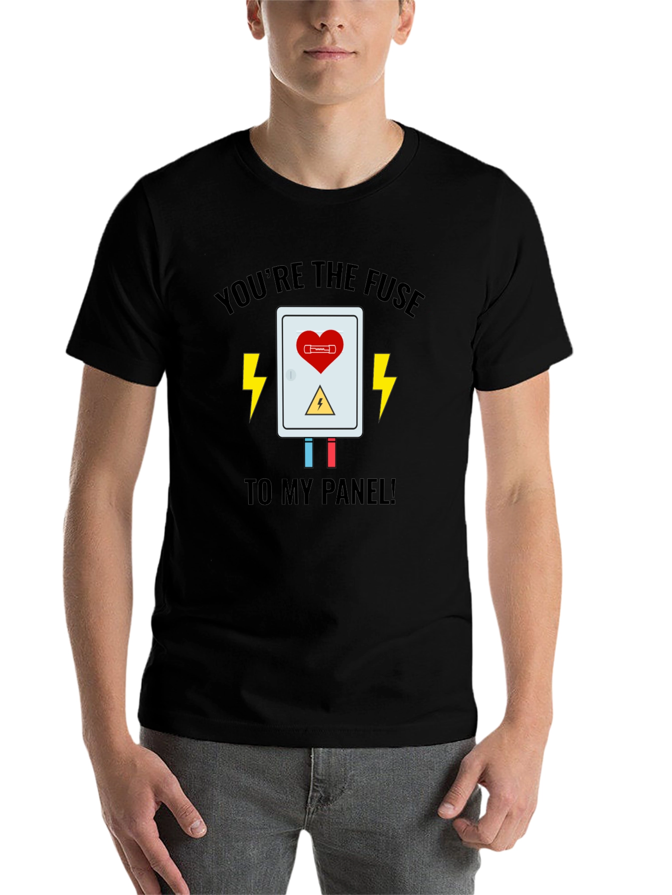 Black You're the Fuse T-Shirt - Electric Love Design view 7