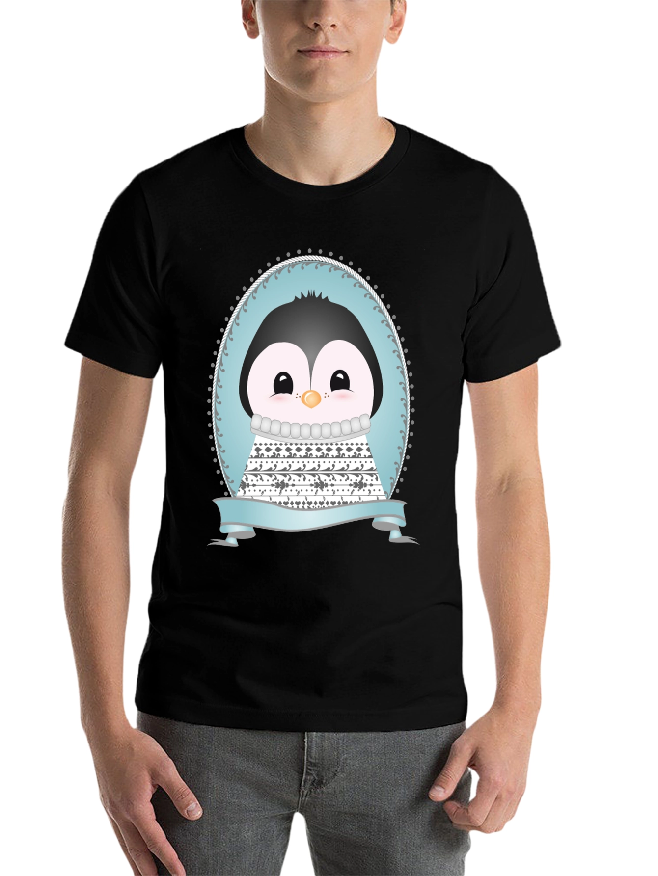 Black Penguin Graphic Tee - Cute Cartoon Design view 7