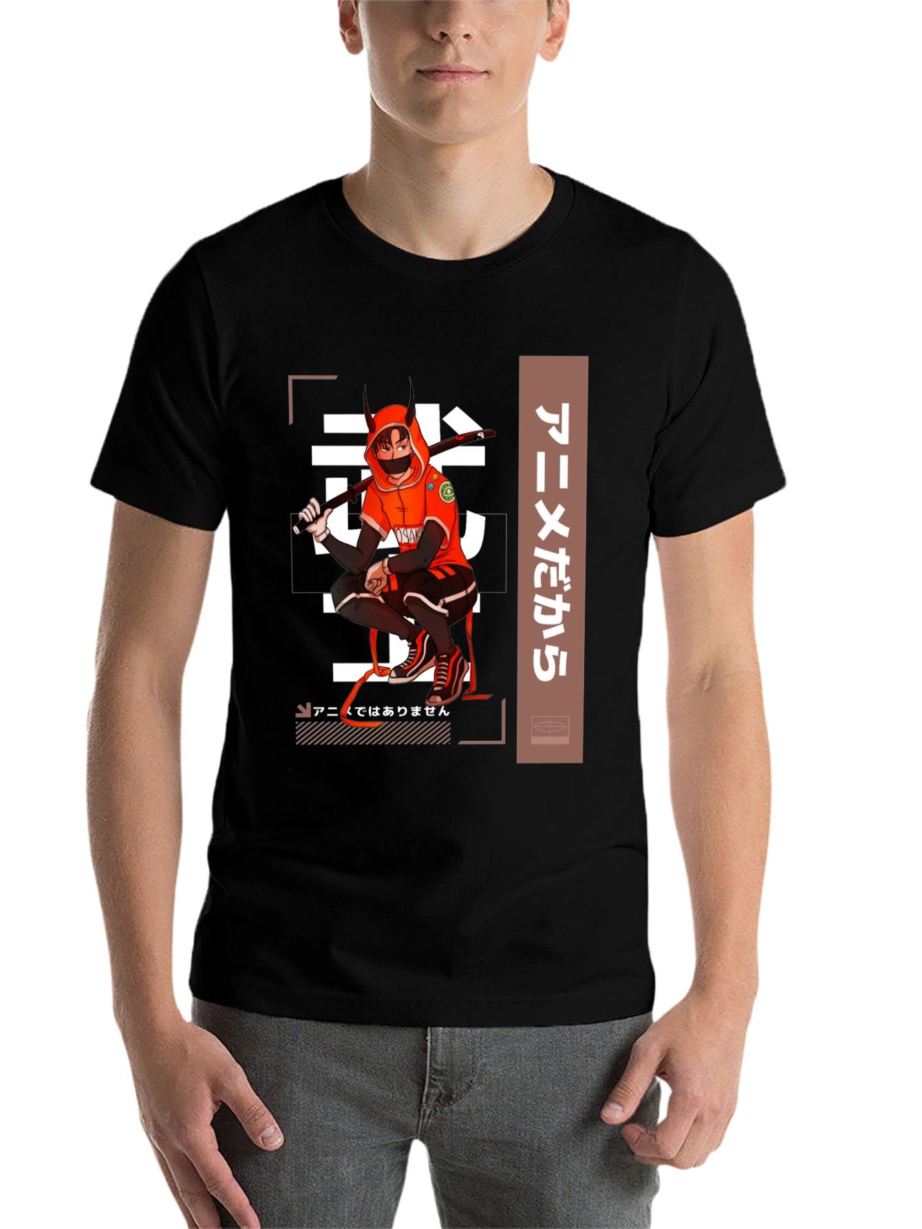 Black Anime-Inspired Black Graphic T-Shirt view 7