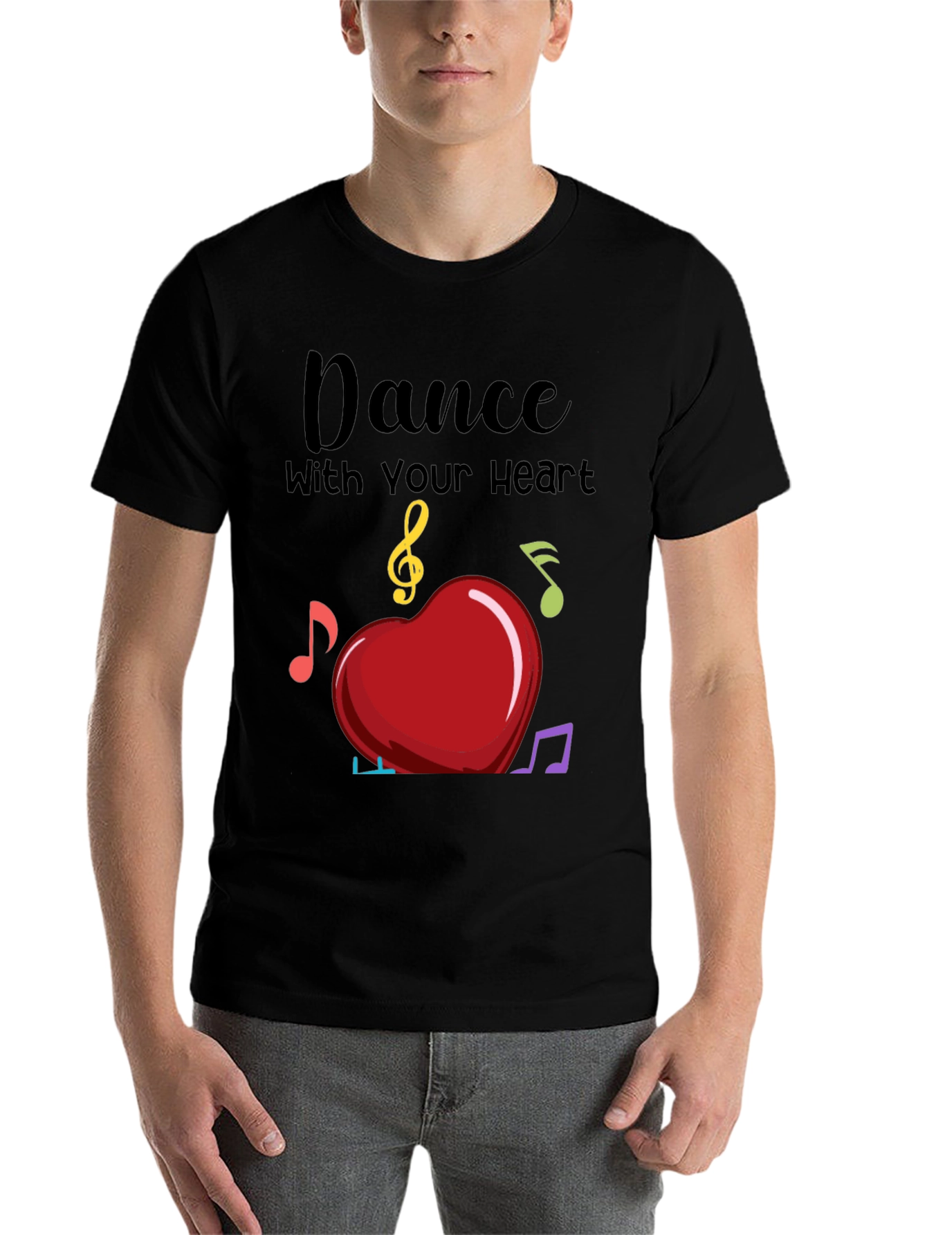 Black Dance with Your Heart T-Shirt - Musical Heart Tee view 7