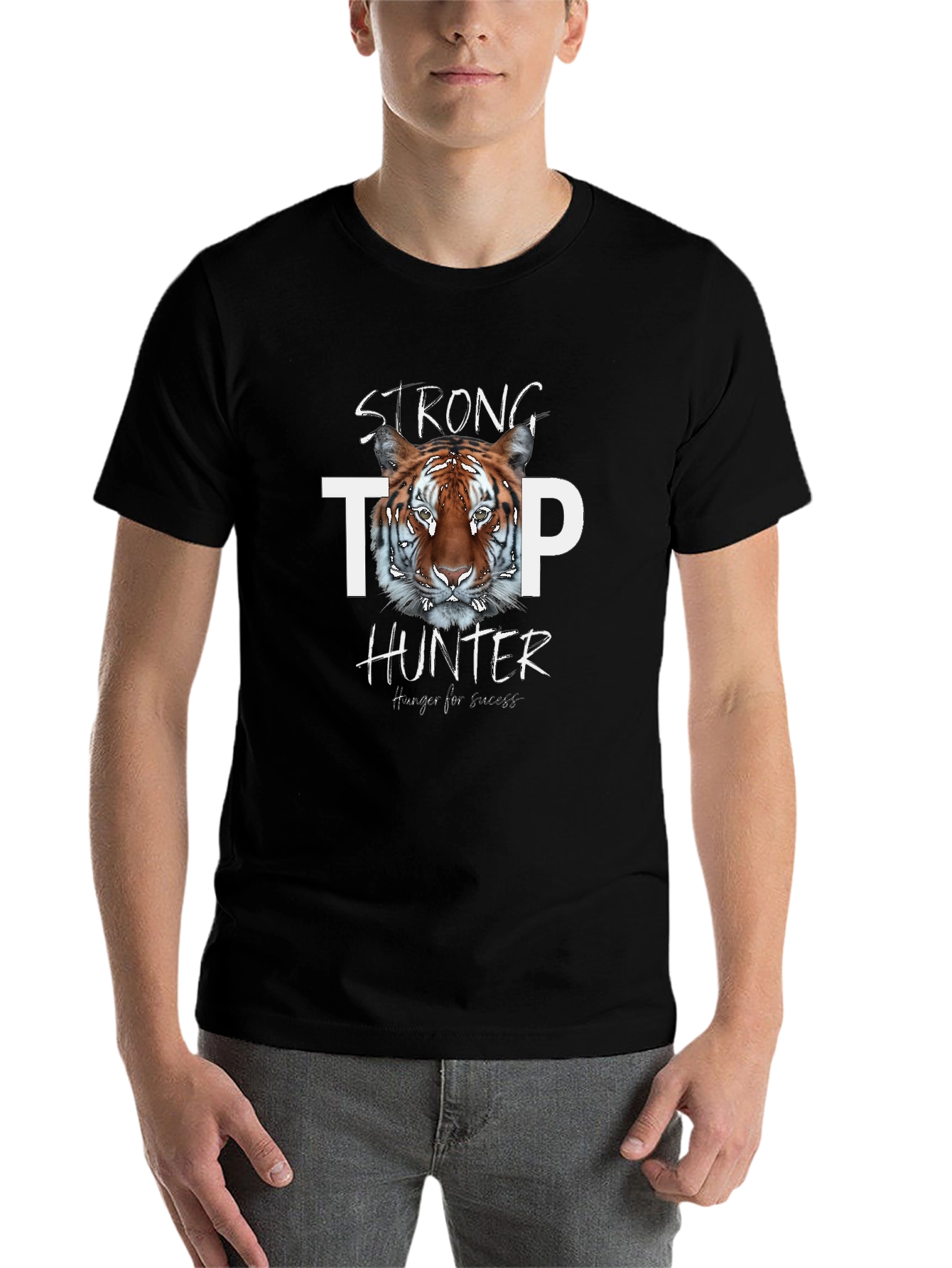 Black Strong Tiger Hunter Graphic Print Tee view 7