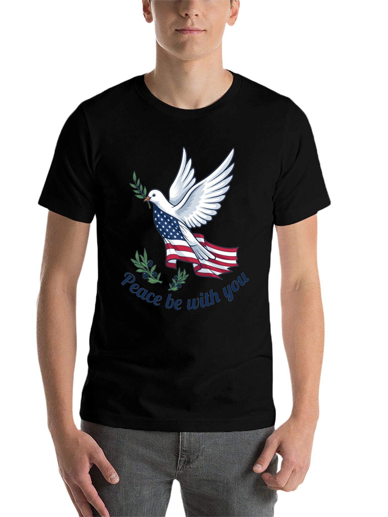 Black Peace Dove Patriotic T-Shirt view 7