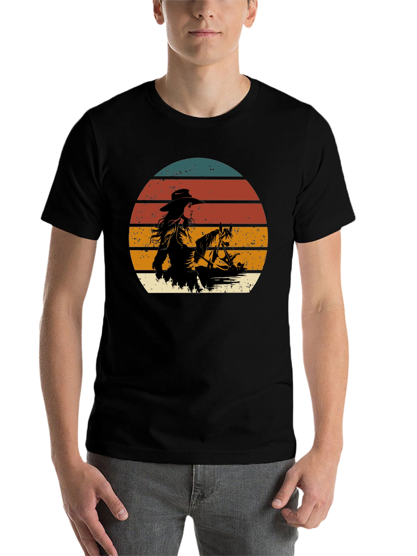 Black Cowgirl Sunset Graphic Tee - Western Style view 7