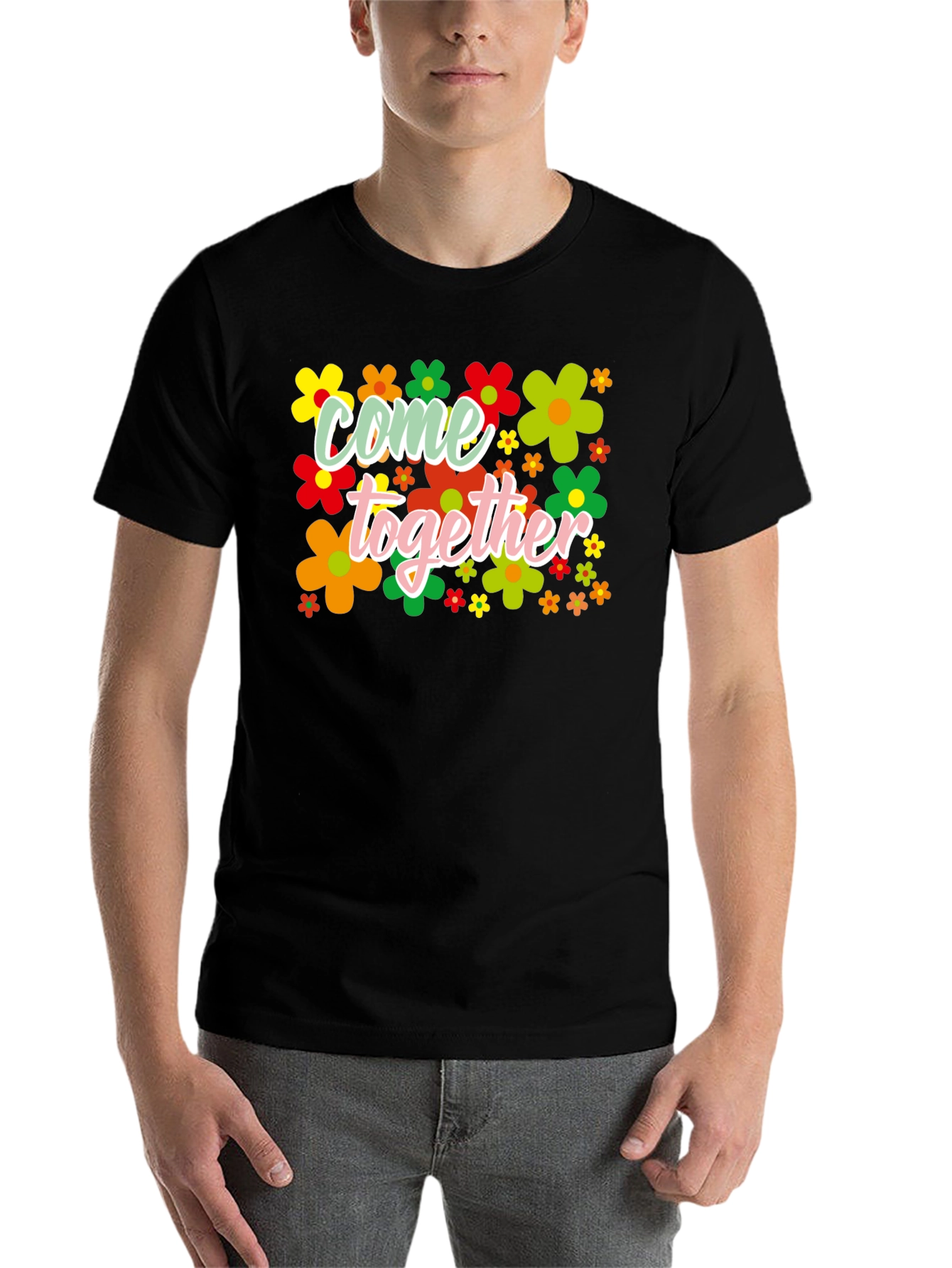 Black Come Together Flower T-Shirt view 7