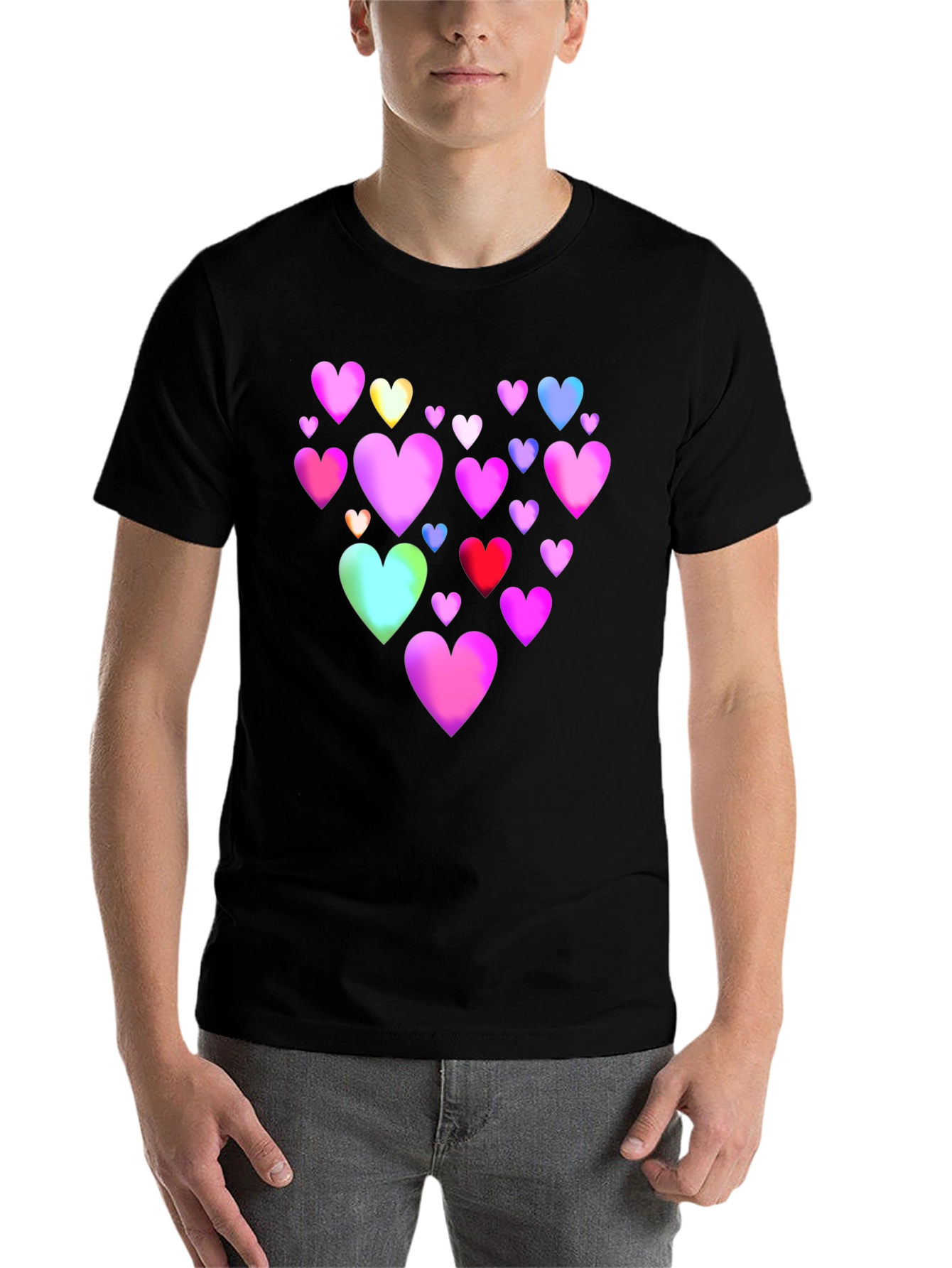Black Heart Print Black T-Shirt view 7