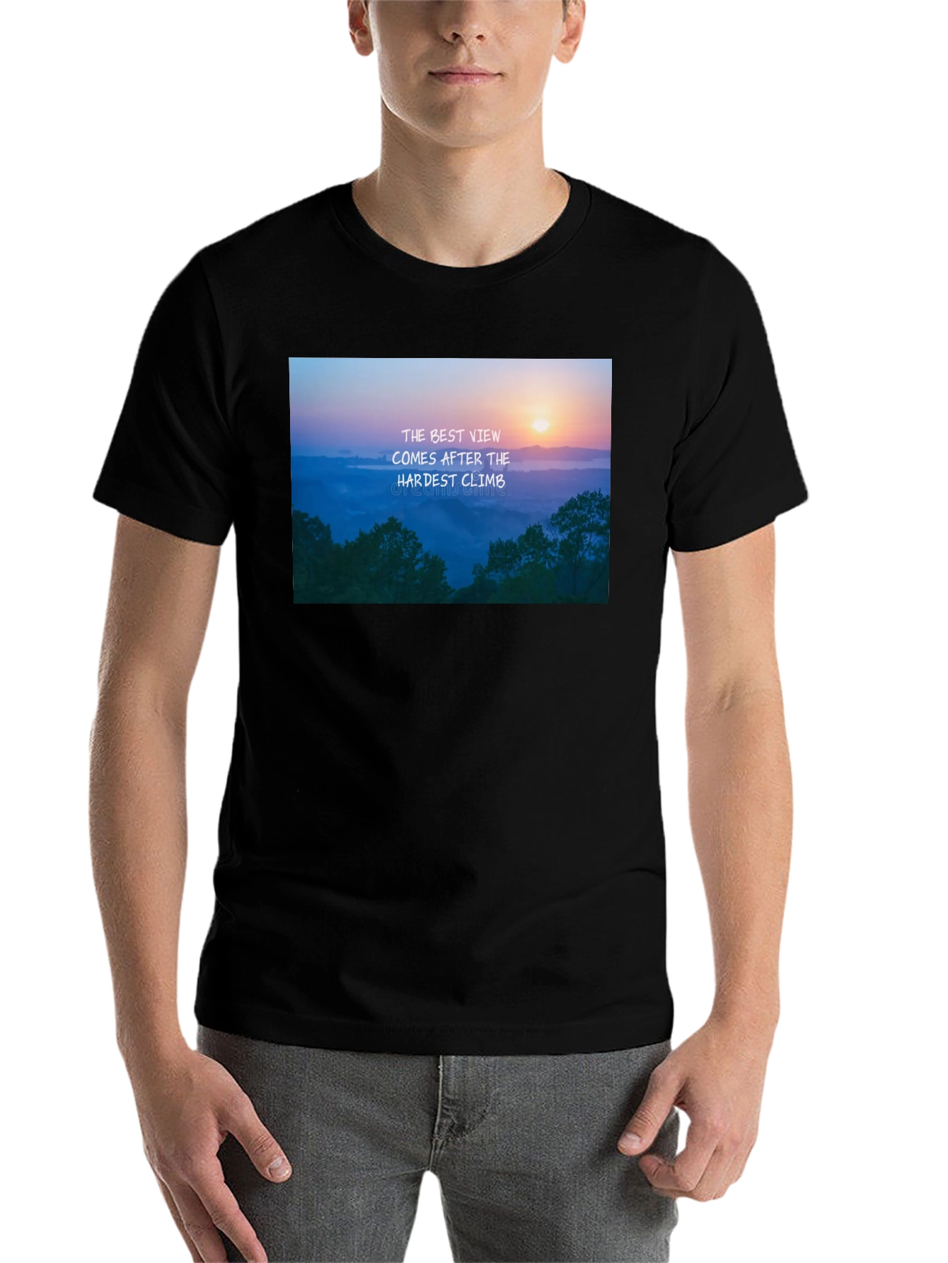 Black Inspirational Mountain View Graphic Tee - Black view 7