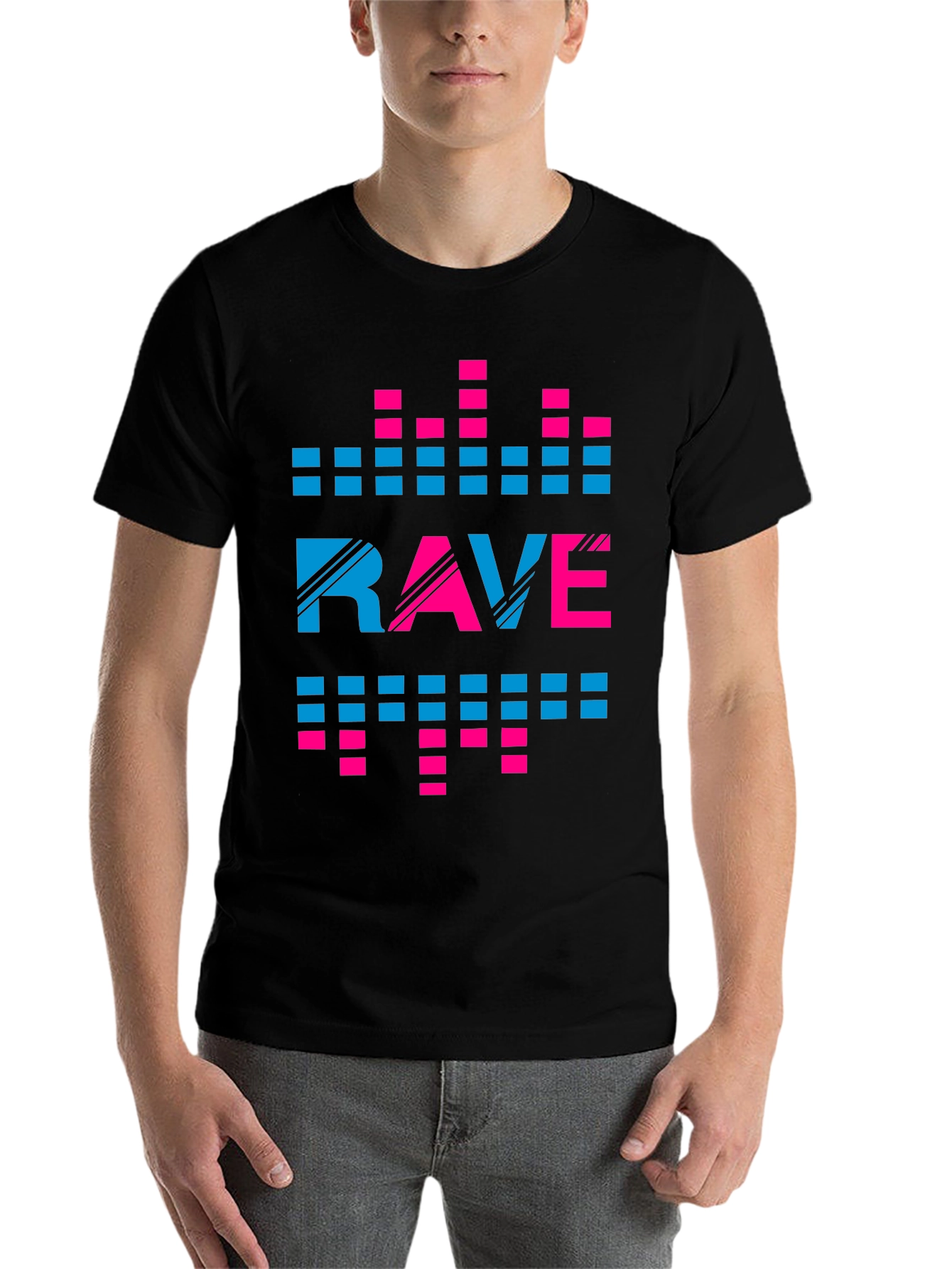Black Rave Graphic Print Crew Neck T-Shirt view 7