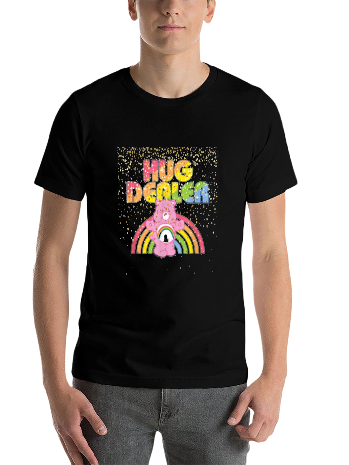 Black Hug Dealer Graphic Tee - Black Crew Neck T-Shirt view 7