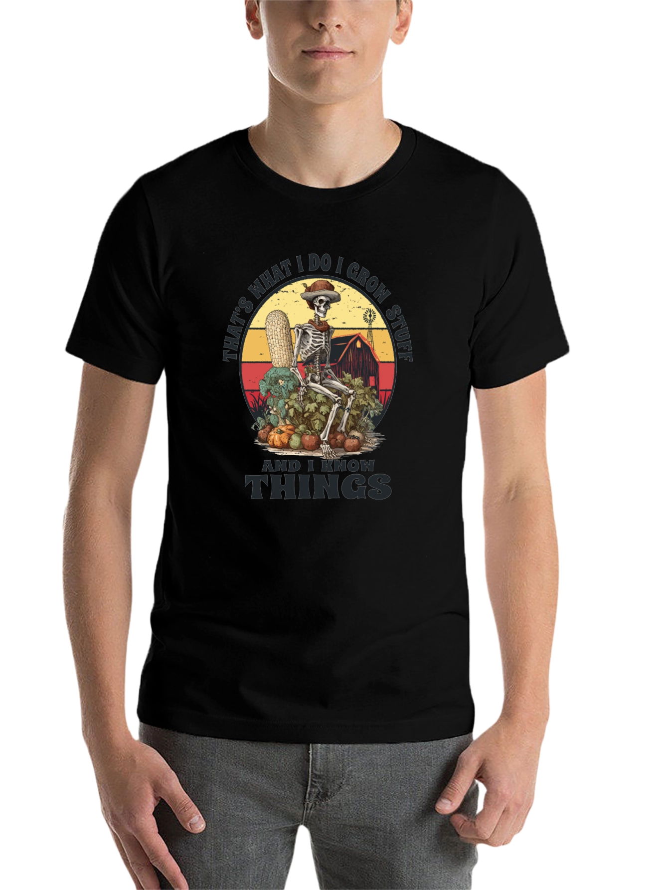 I Grow Stuff T-Shirt: Skeleton Farmer Design - 7