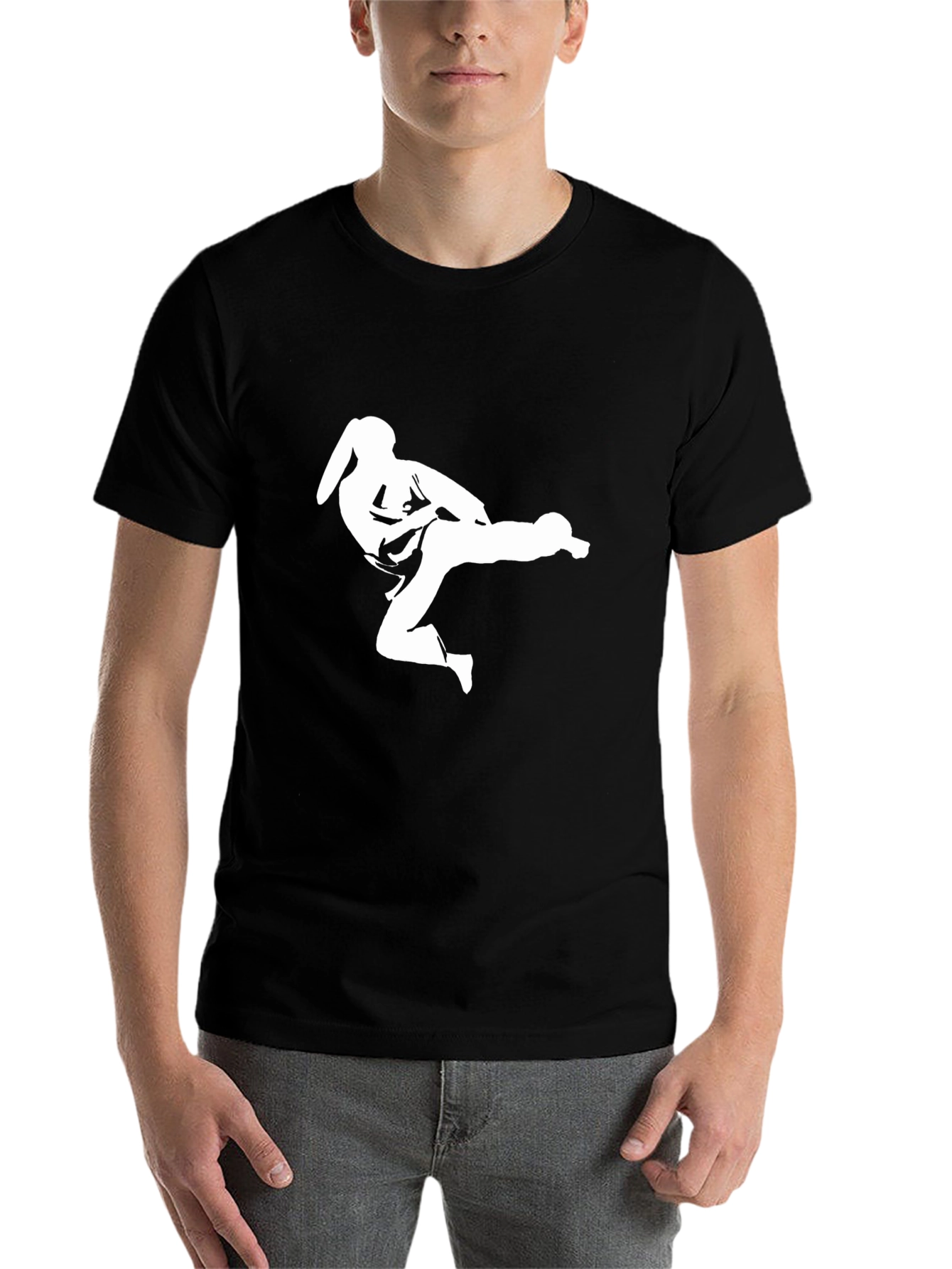 Black Karate Kick T-Shirt - Black Graphic Tee view 7