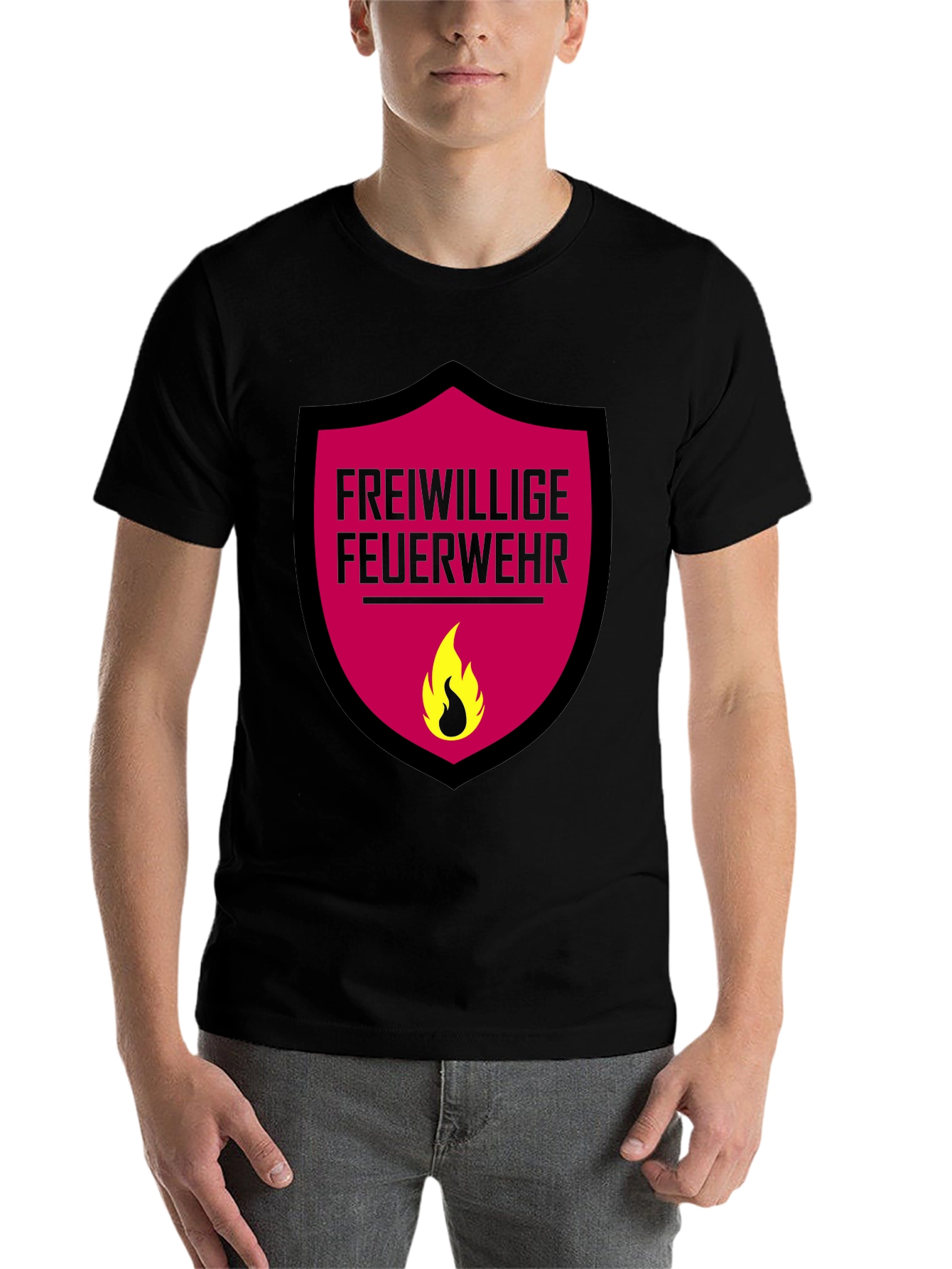 Black Freiwillige Feuerwehr T-Shirt - Volunteer Firefighter Graphic Tee view 7