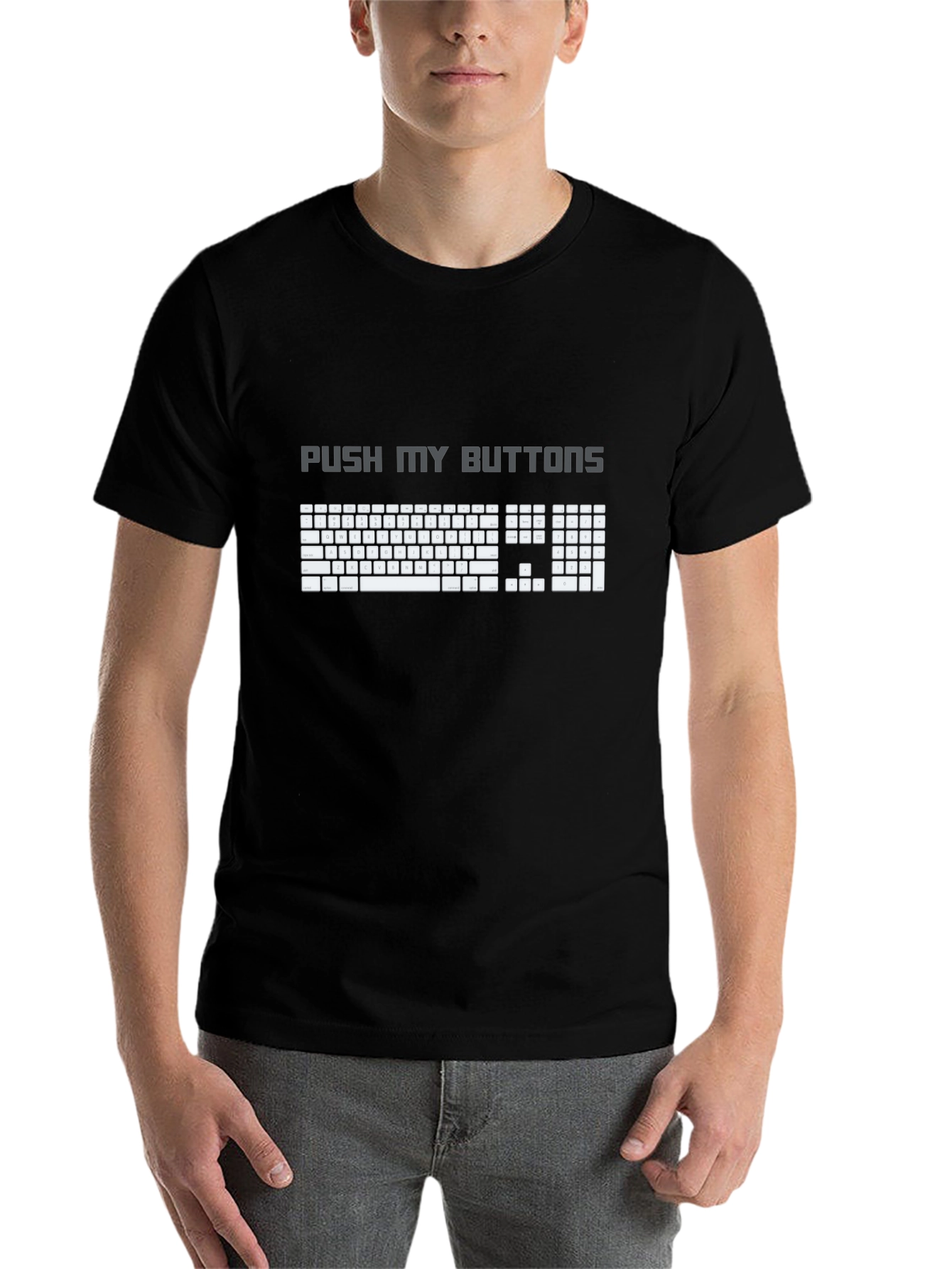 Black Push My Buttons Keyboard T-Shirt - Gamer Humor Tee view 7