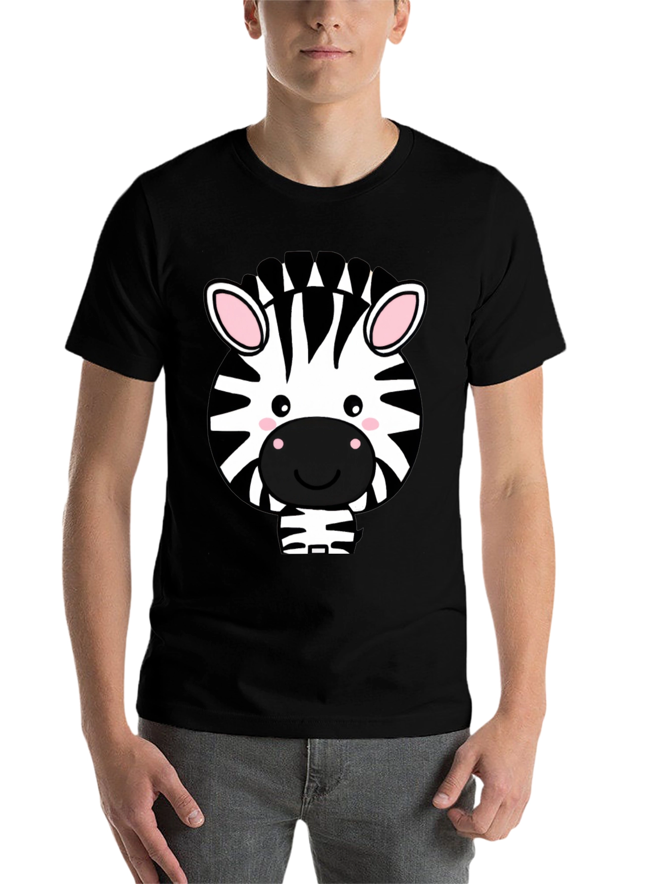 Black Cute Zebra Graphic Tee - Black T-Shirt view 7