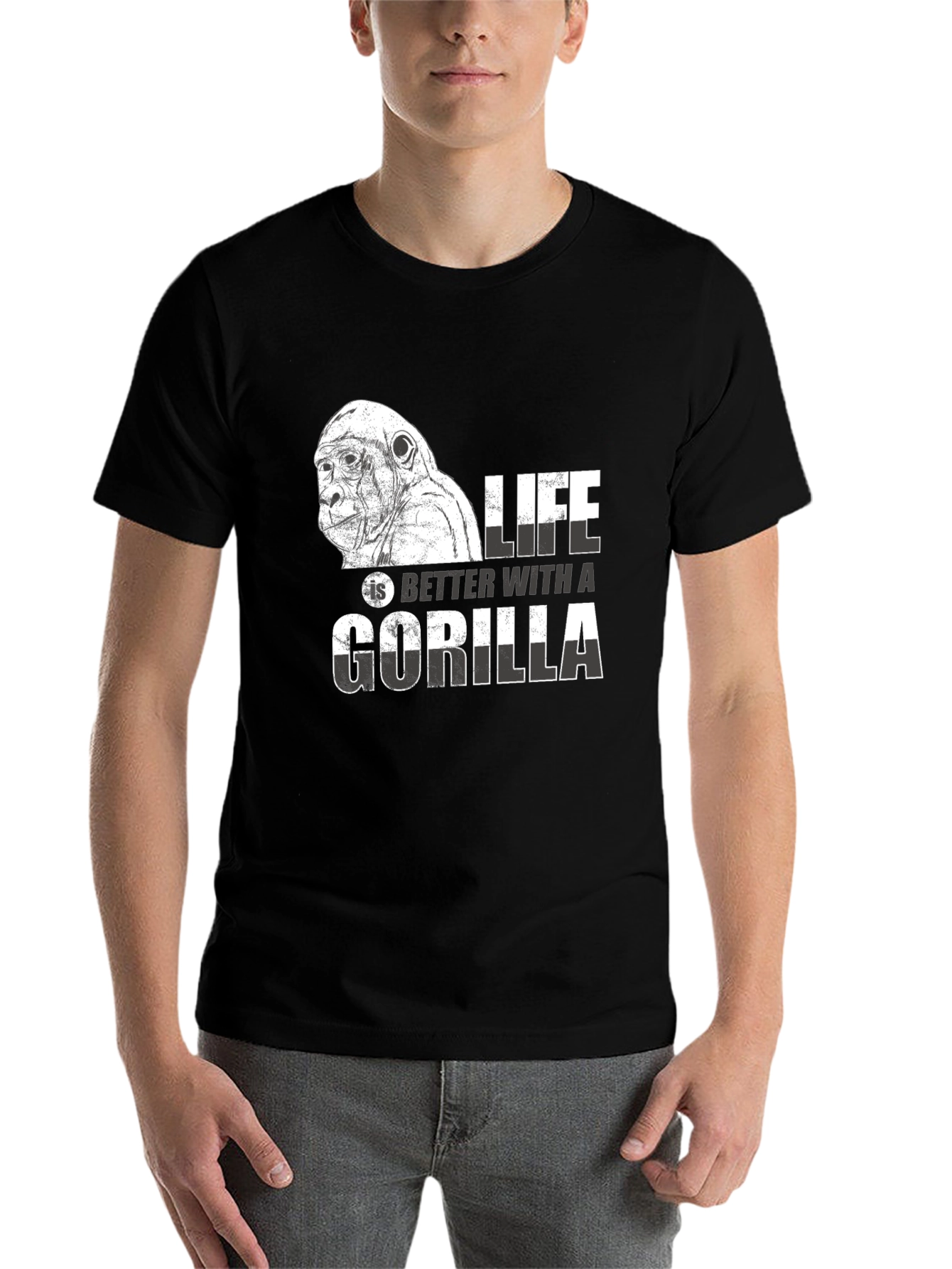 Black Life is Better with a Gorilla Graphic T-Shirt view 7