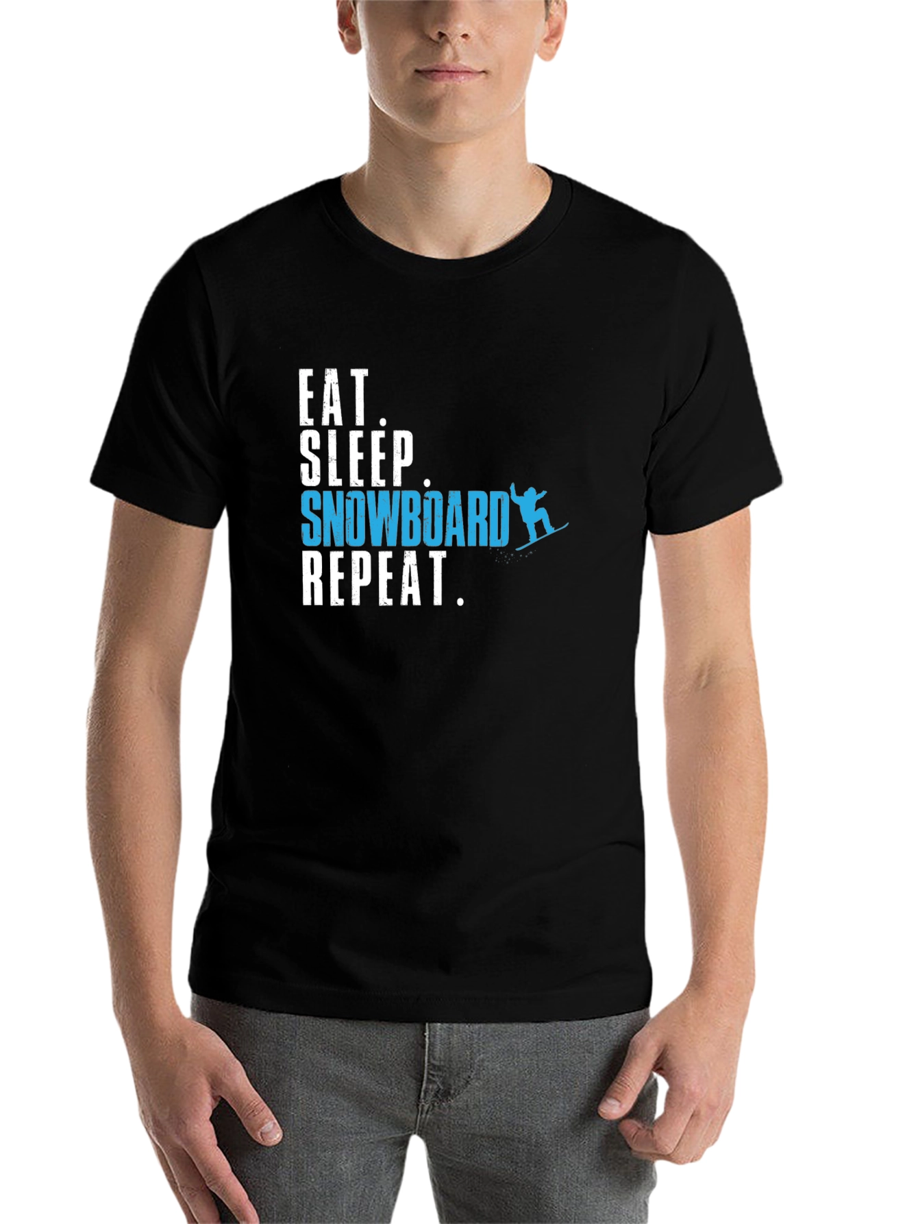 Black Eat Sleep Snowboard Repeat Graphic Tee view 7