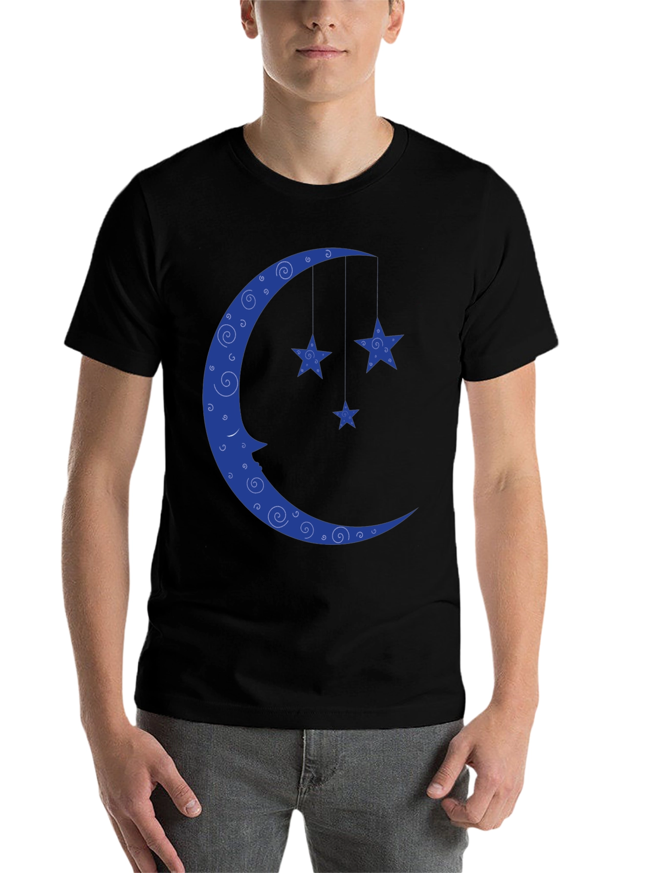 Black Dreamy Moon & Stars Black T-Shirt view 7