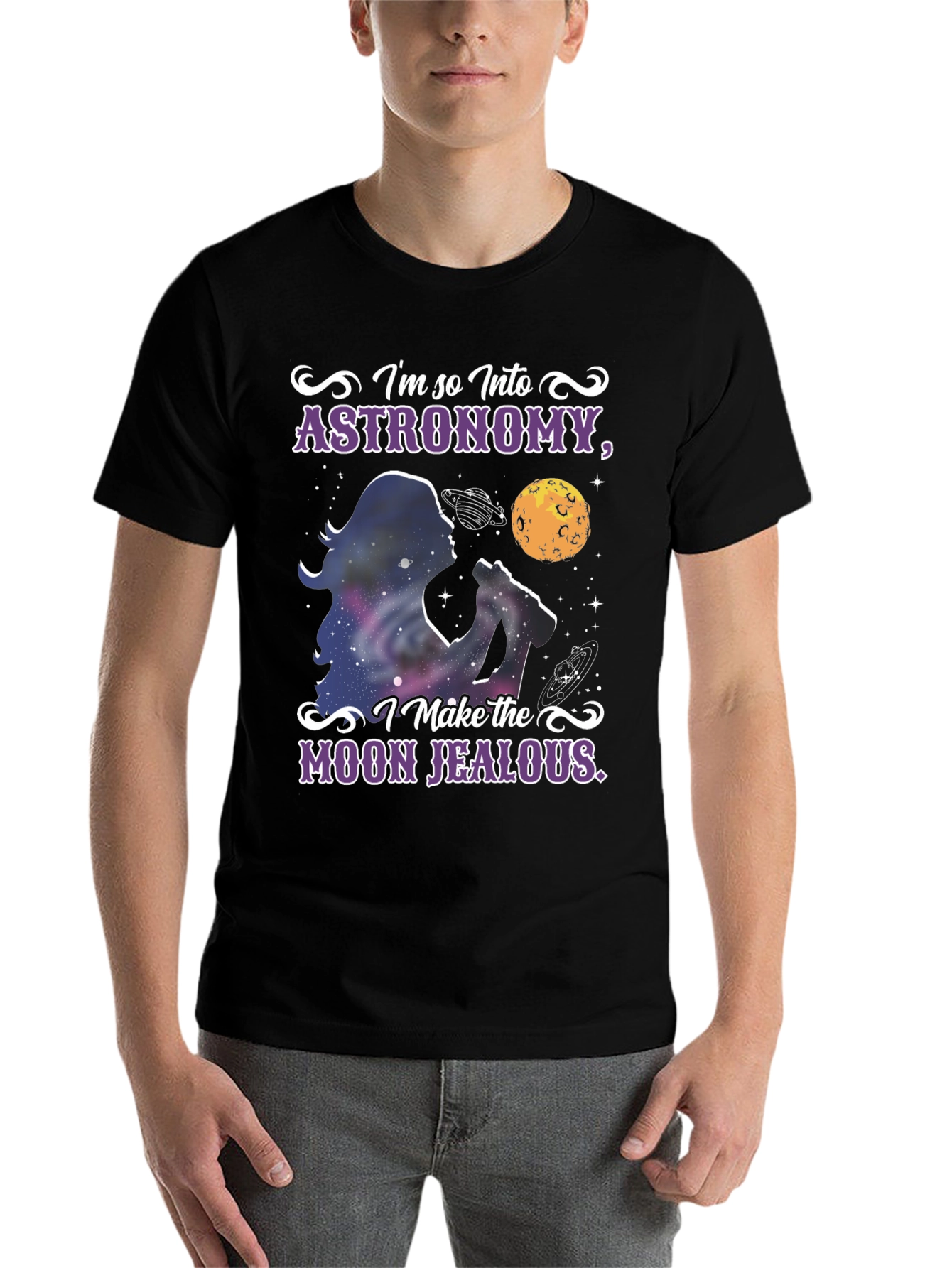 Black Astronomy Fan Black T-Shirt view 7