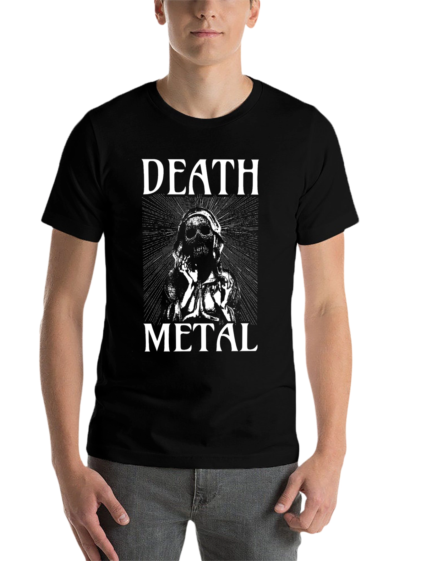 Black Death Metal Graphic Print Black T-Shirt view 7