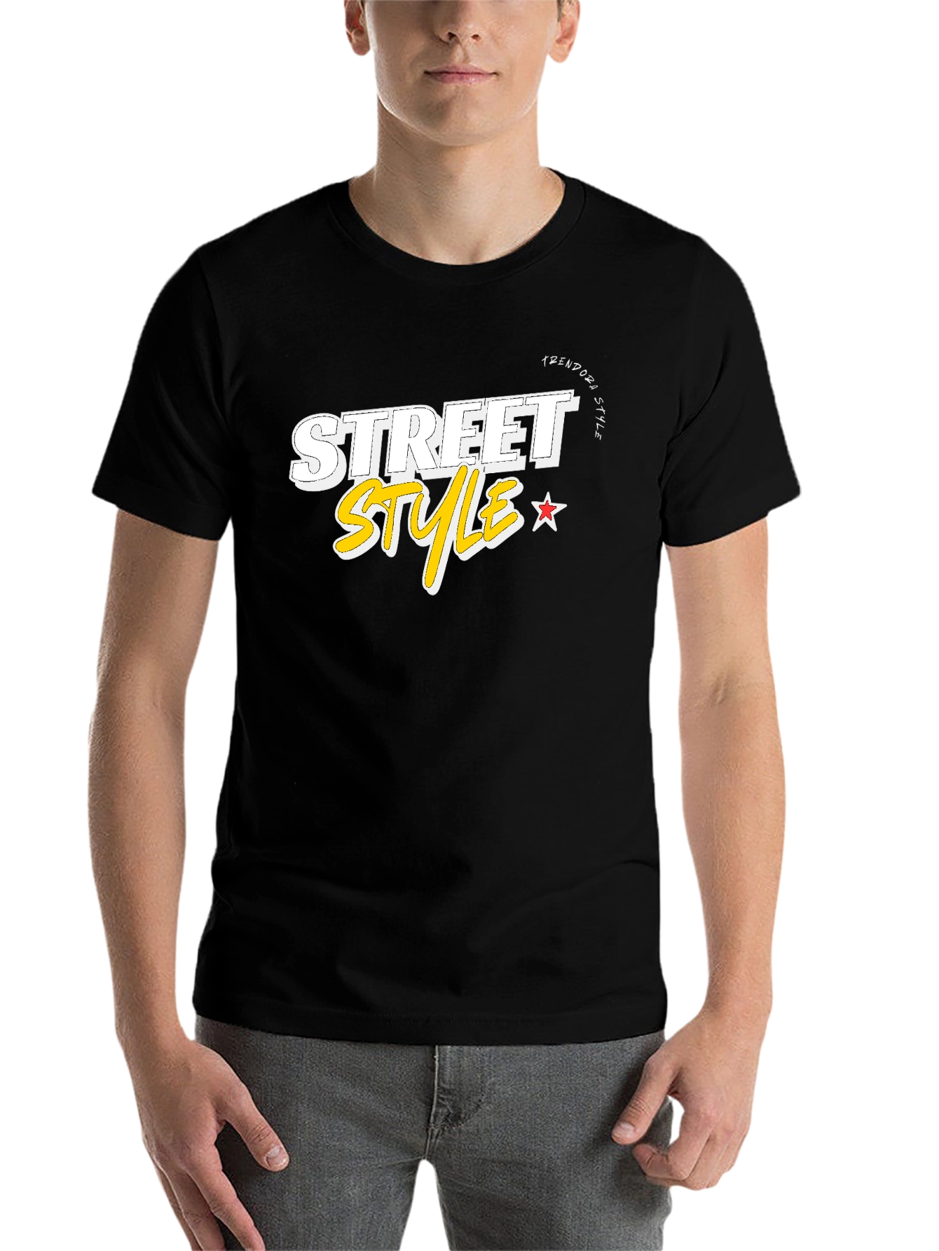 Black Trendy Men's Black Street Style Graphic Tee view 7