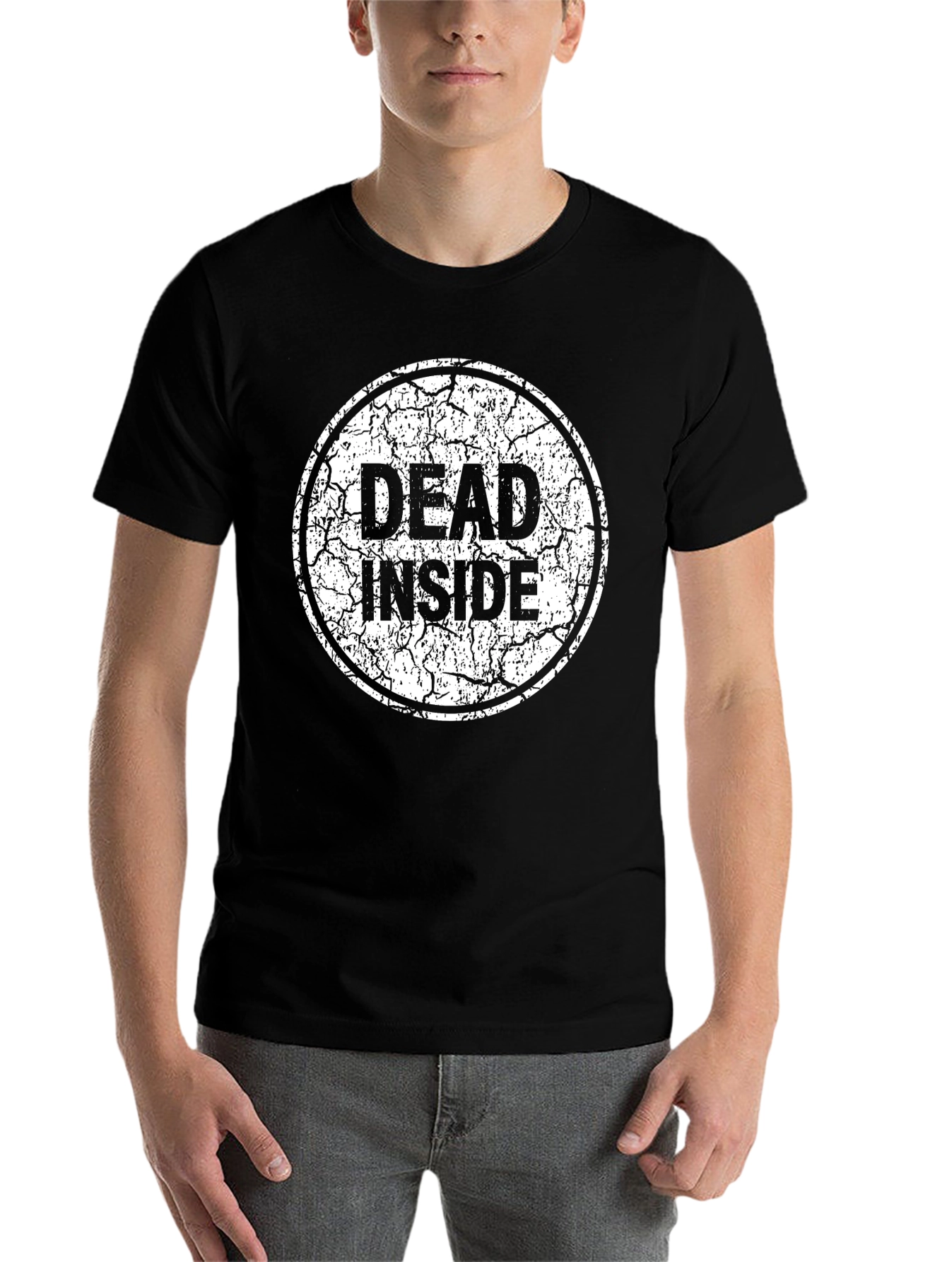 Black Dead Inside Graphic Print Black T-Shirt view 7