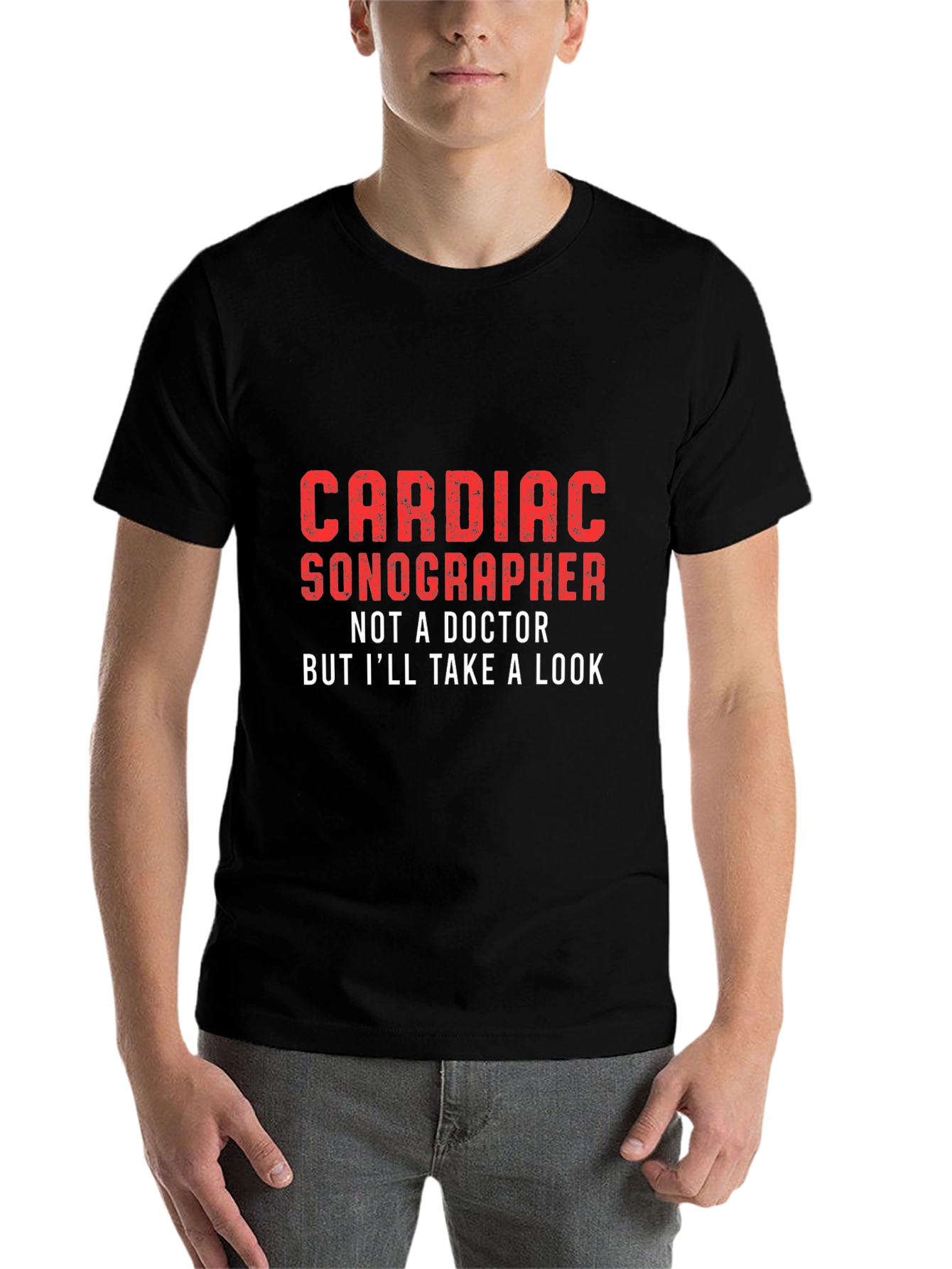 Black Cardiac Sonographer Graphic Tee - Funny Medical Shirt view 7