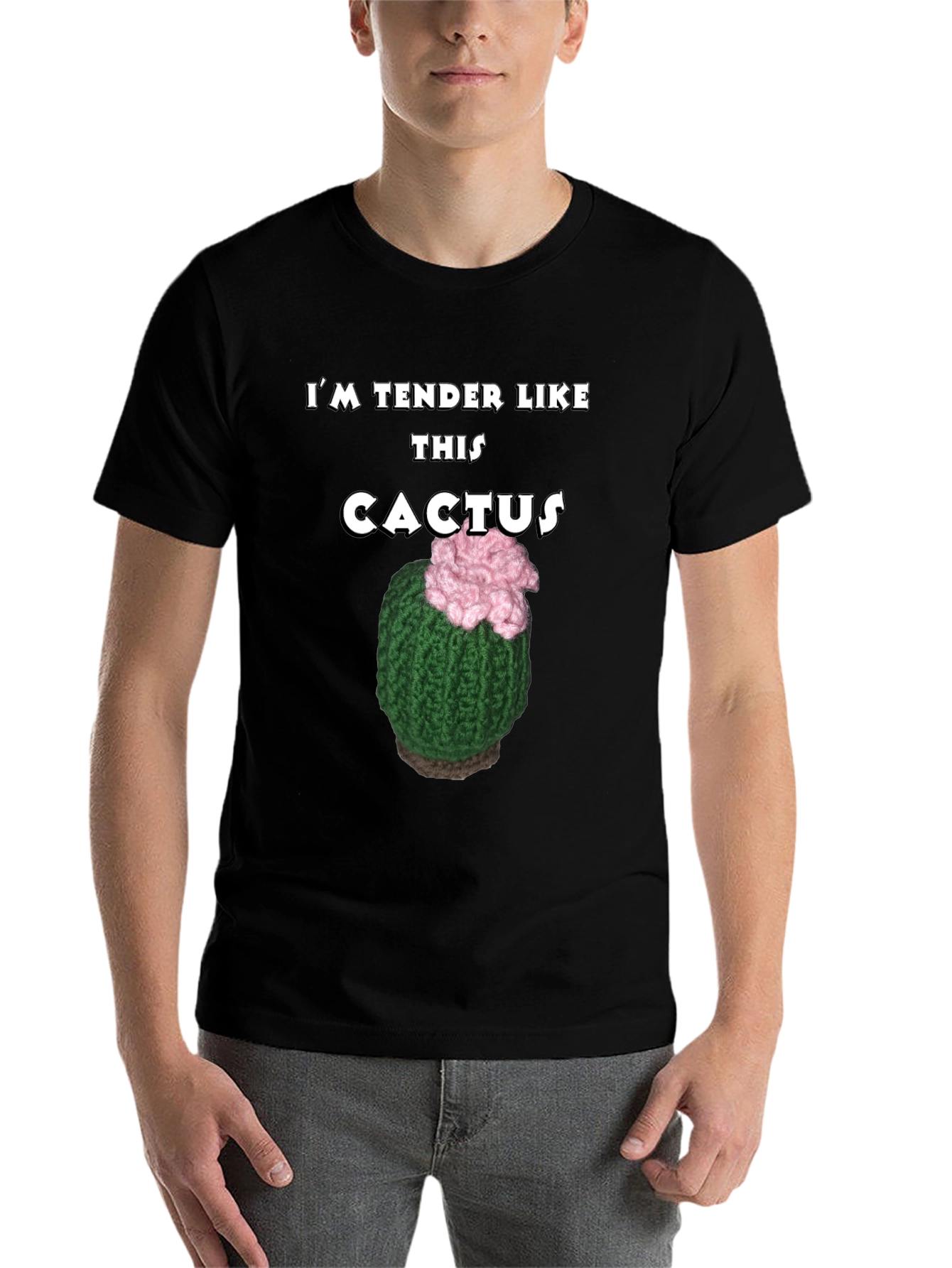 Black Tender Like This Cactus T-Shirt Funny Statement Tee view 7