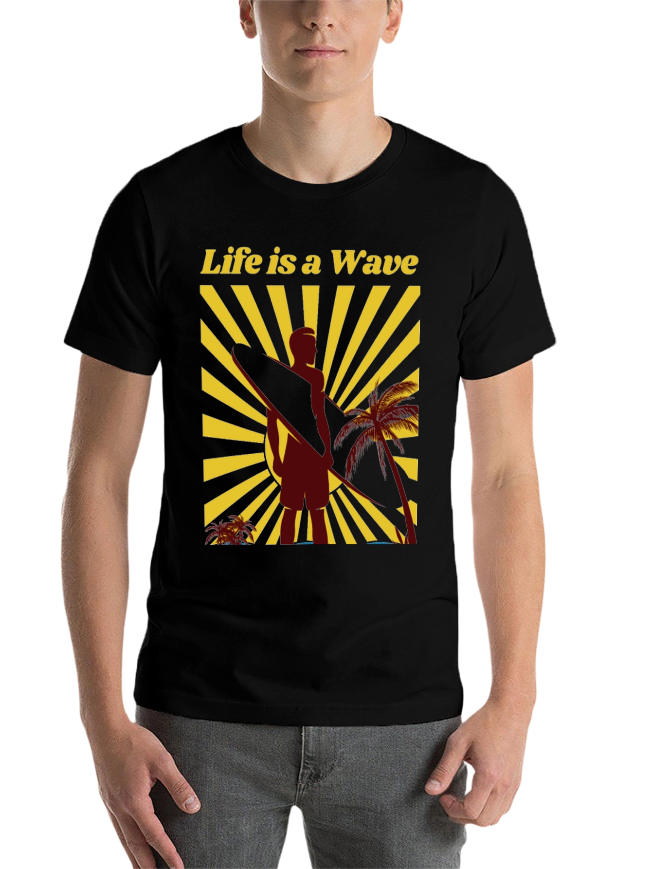 Black Life is a Wave Graphic Tee - Surfer T-Shirt view 7