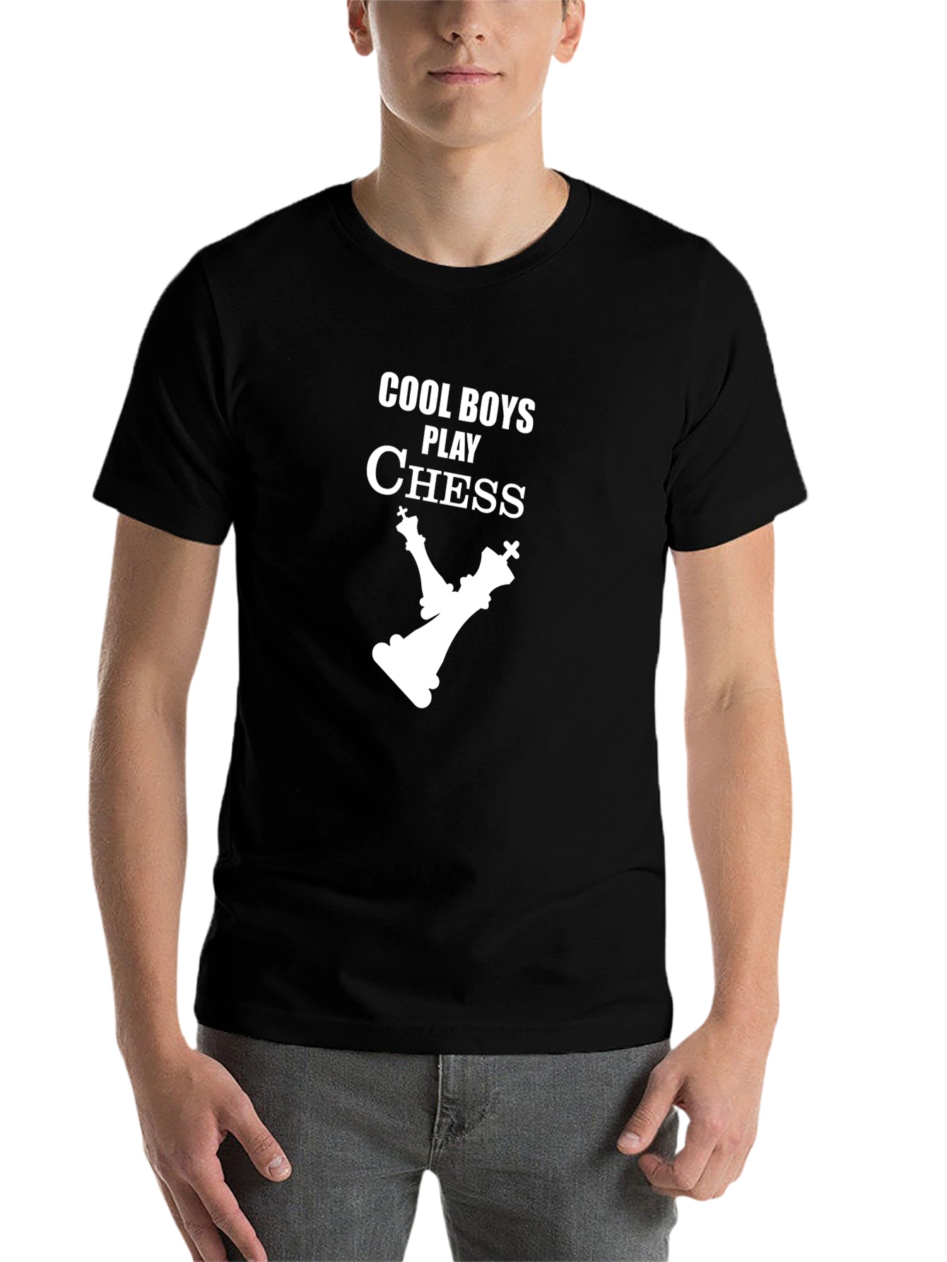 Black Cool Boys Play Chess Graphic T-Shirt view 7