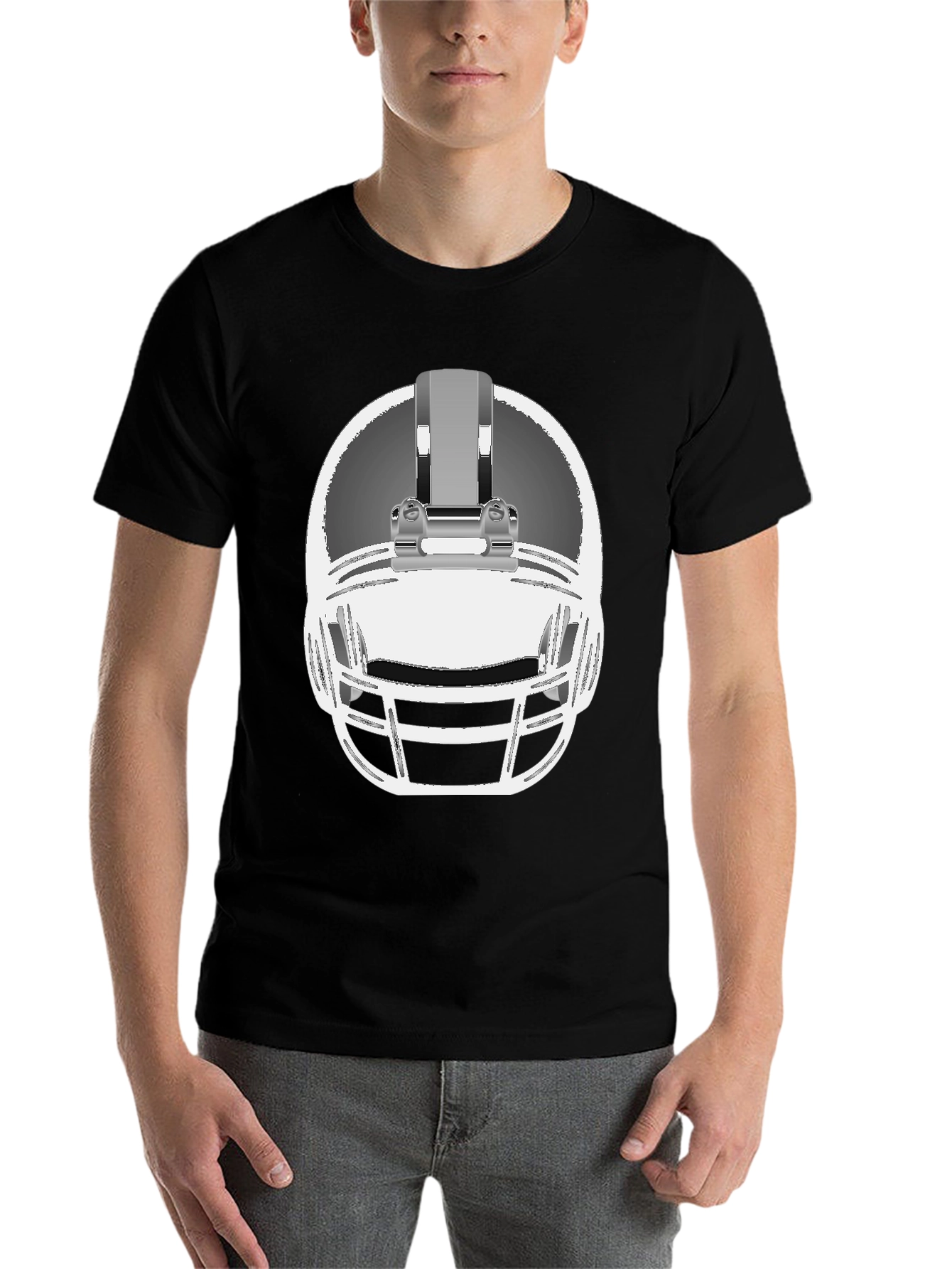 Black Football Helmet Graphic Tee - Black view 7