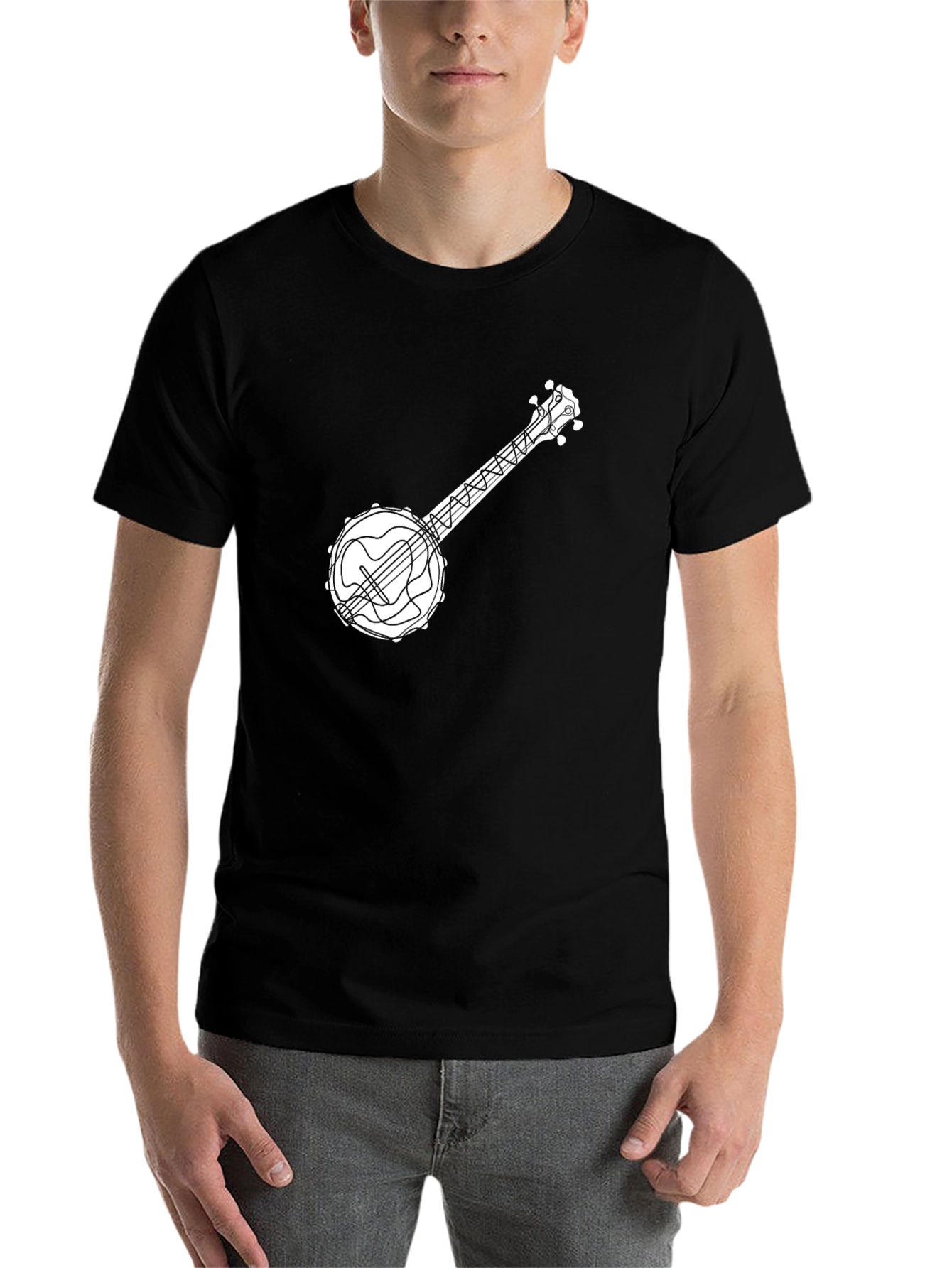 Black Banjo Graphic Tee - Music Lover's T-Shirt view 7