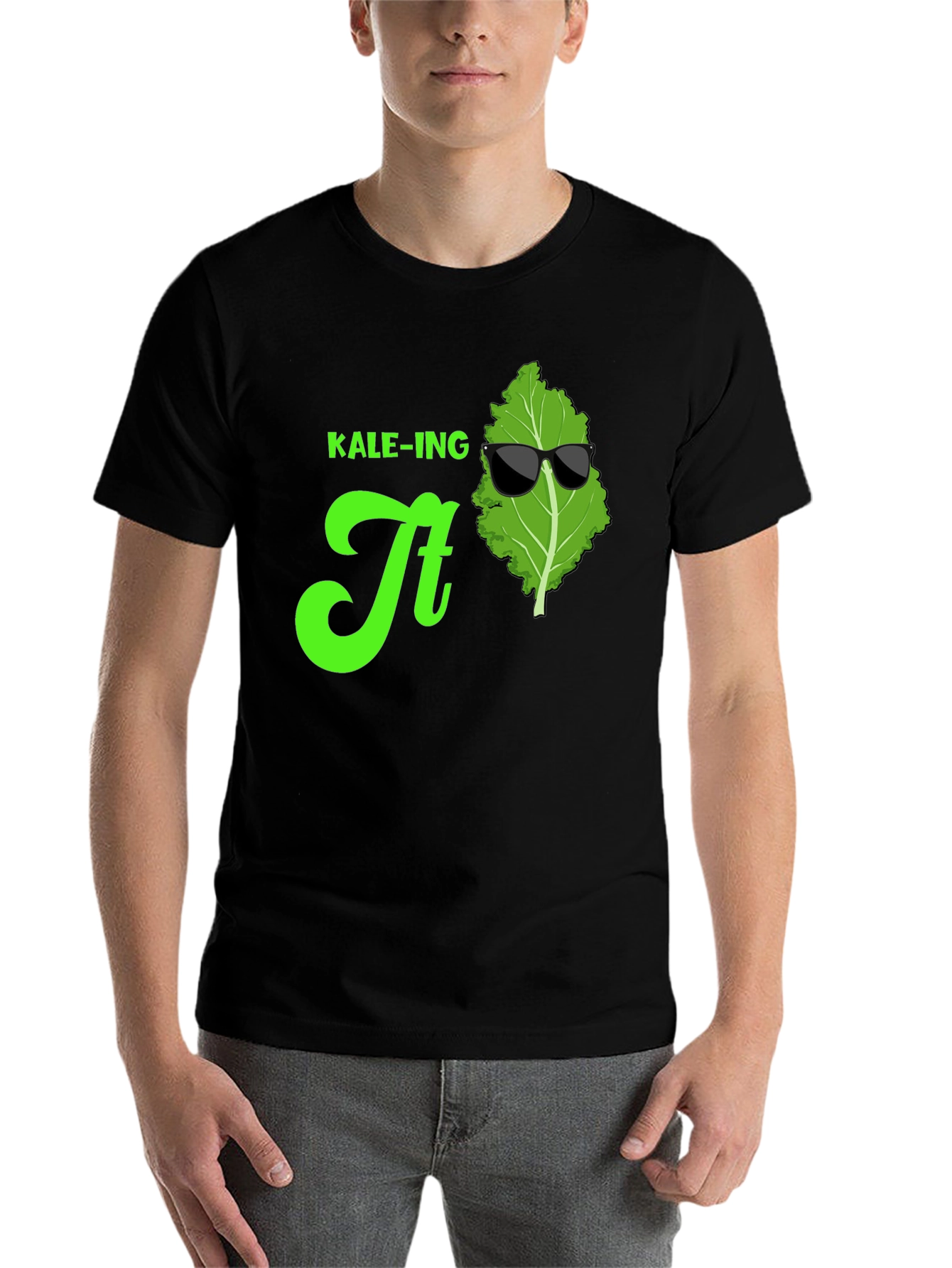 Black KALE-ING It T-Shirt: Cool Green Graphic Tee view 7