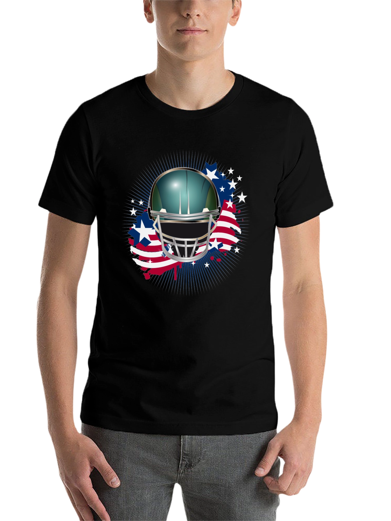 Patriotic Football Helmet Graphic Tee - 7
