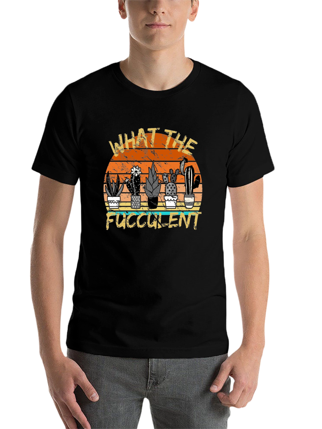 Black What the Fucculent Cactus Graphic Tee view 7