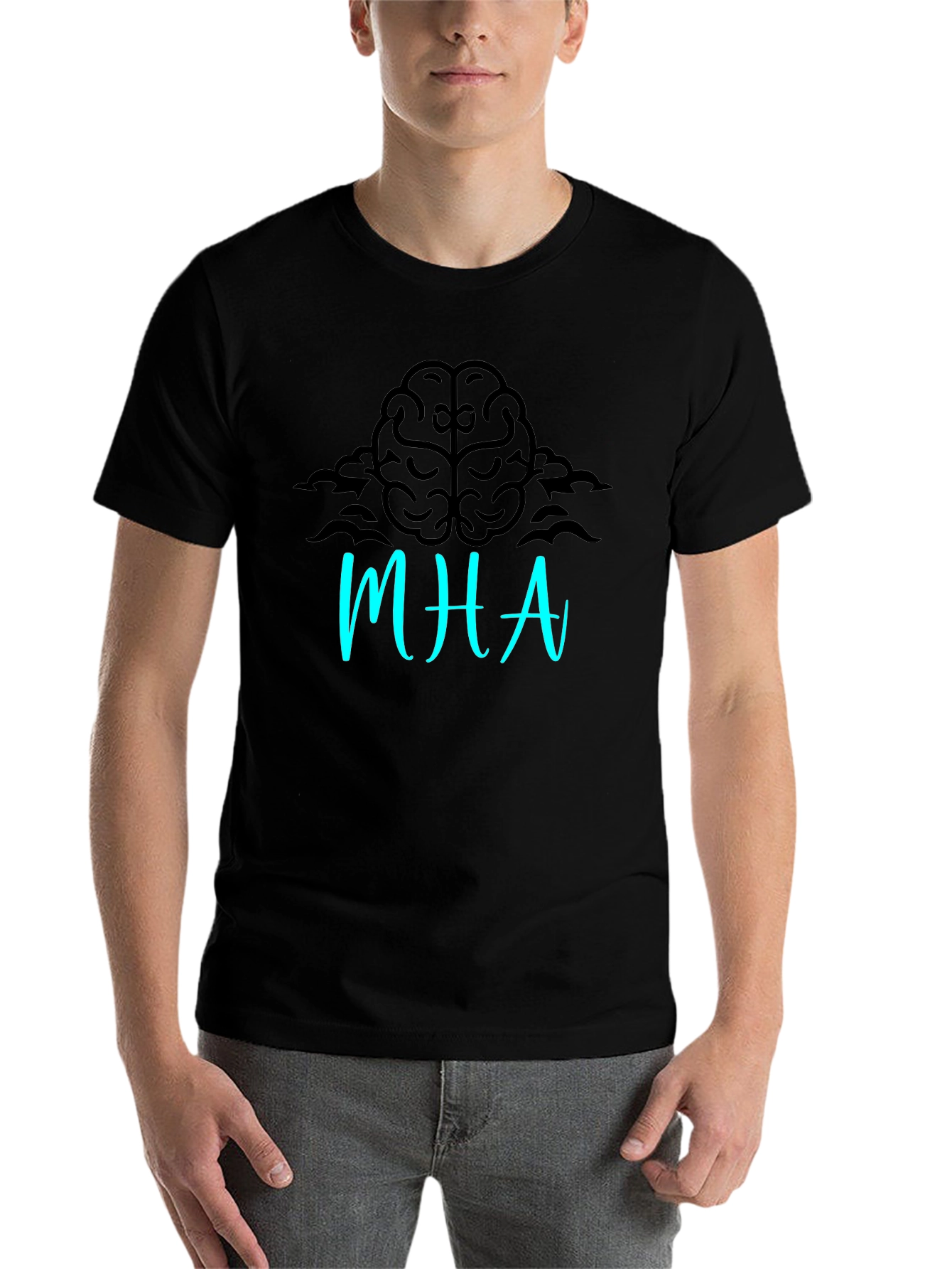 Black Brainy MHA Graphic Tee - Black Cotton Blend view 7