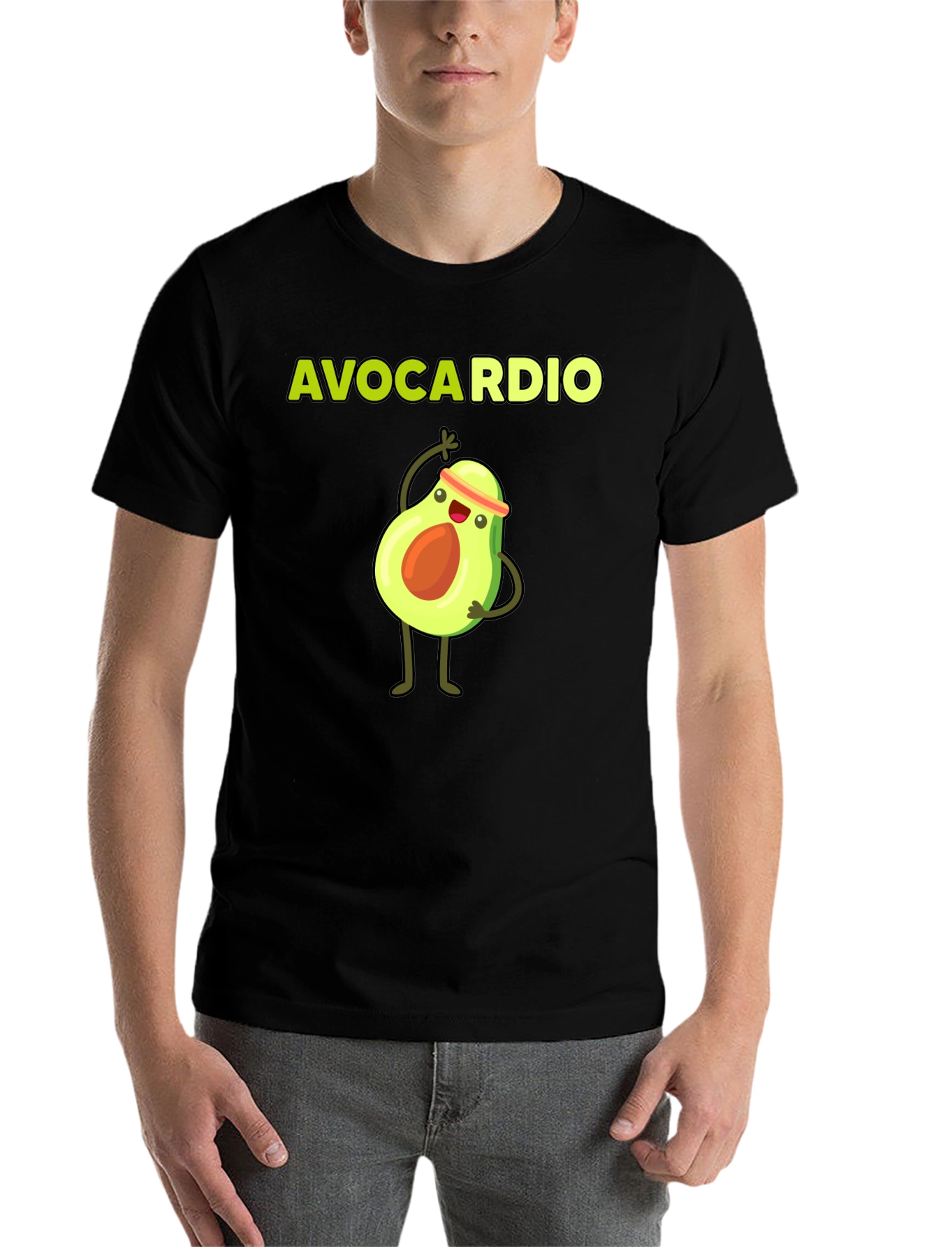 Black Avocardio Funny Workout T-Shirt view 7