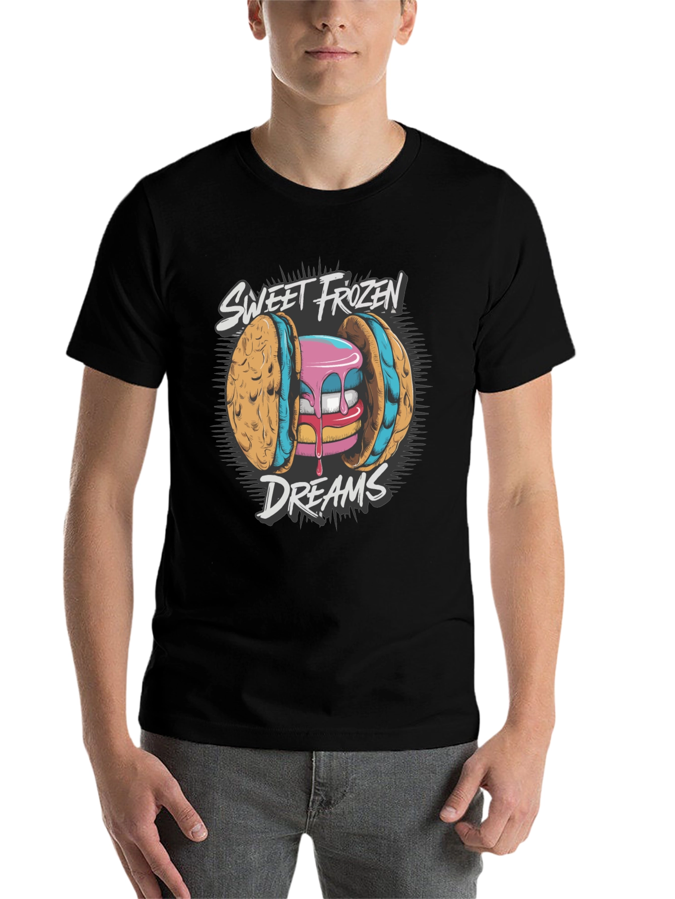 Black Sweet Frozen Dreams Graphic Tee - Soft Cotton Blend view 7