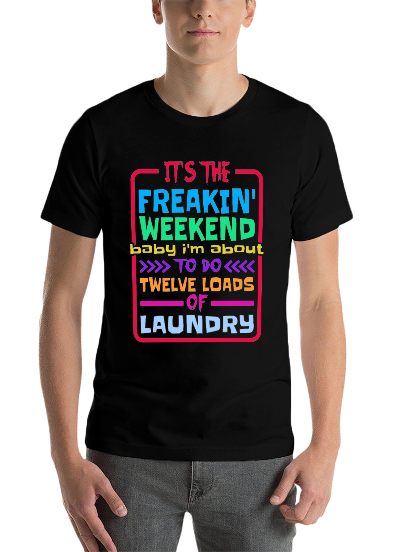 Black Funny Laundry Weekend T-Shirt view 7