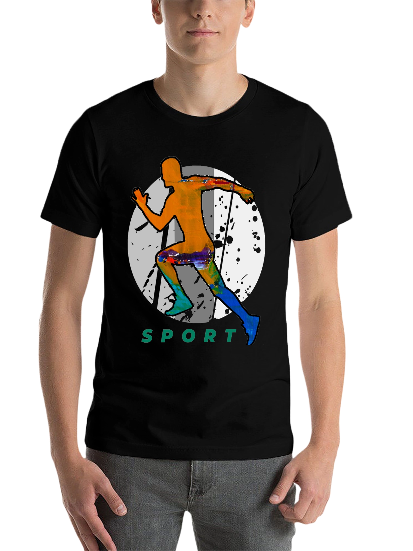 Men's Sport Graphic Black T-Shirt - 7