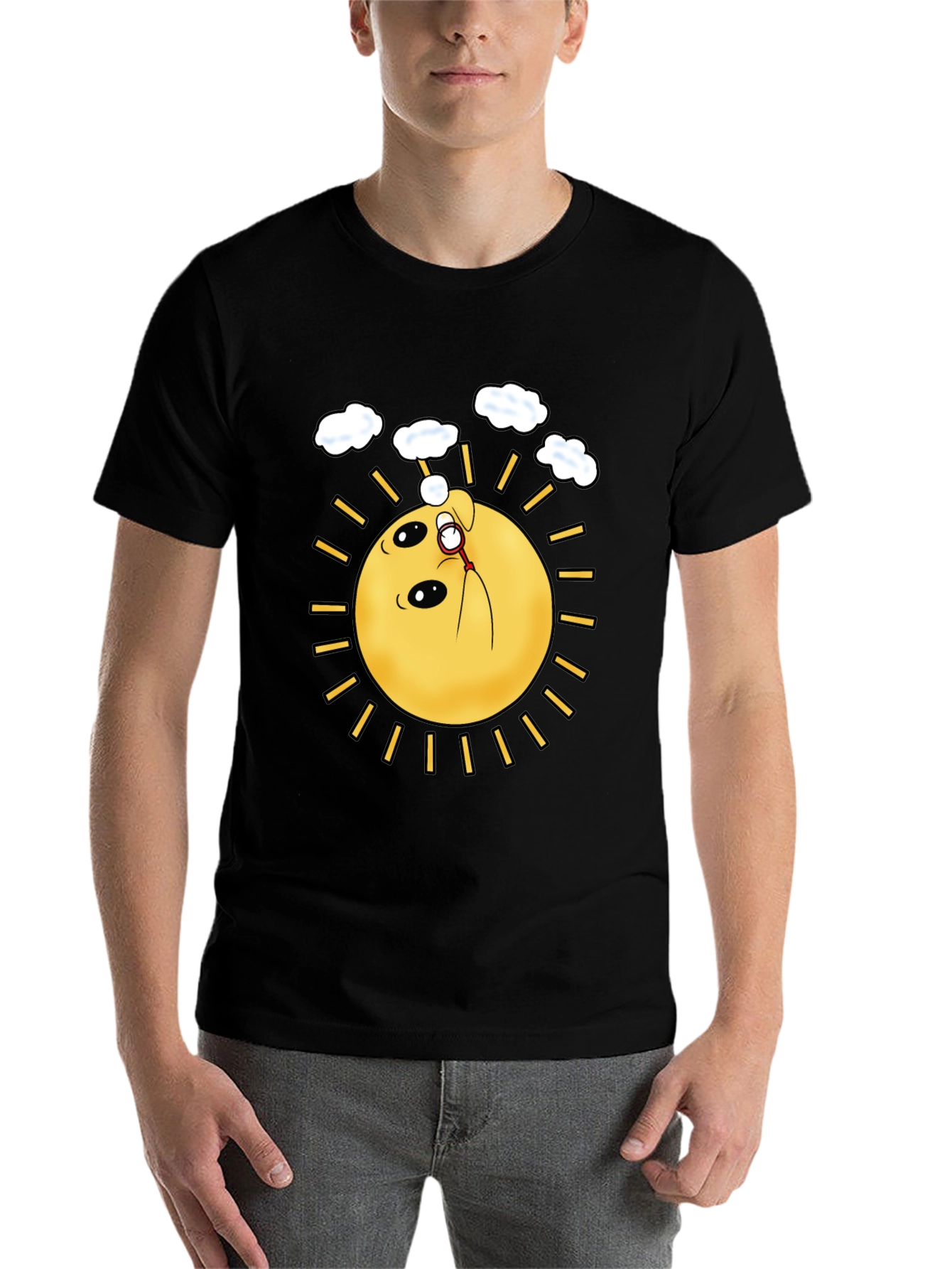 Black Funny Sun Blowing Bubbles Graphic Tee view 7