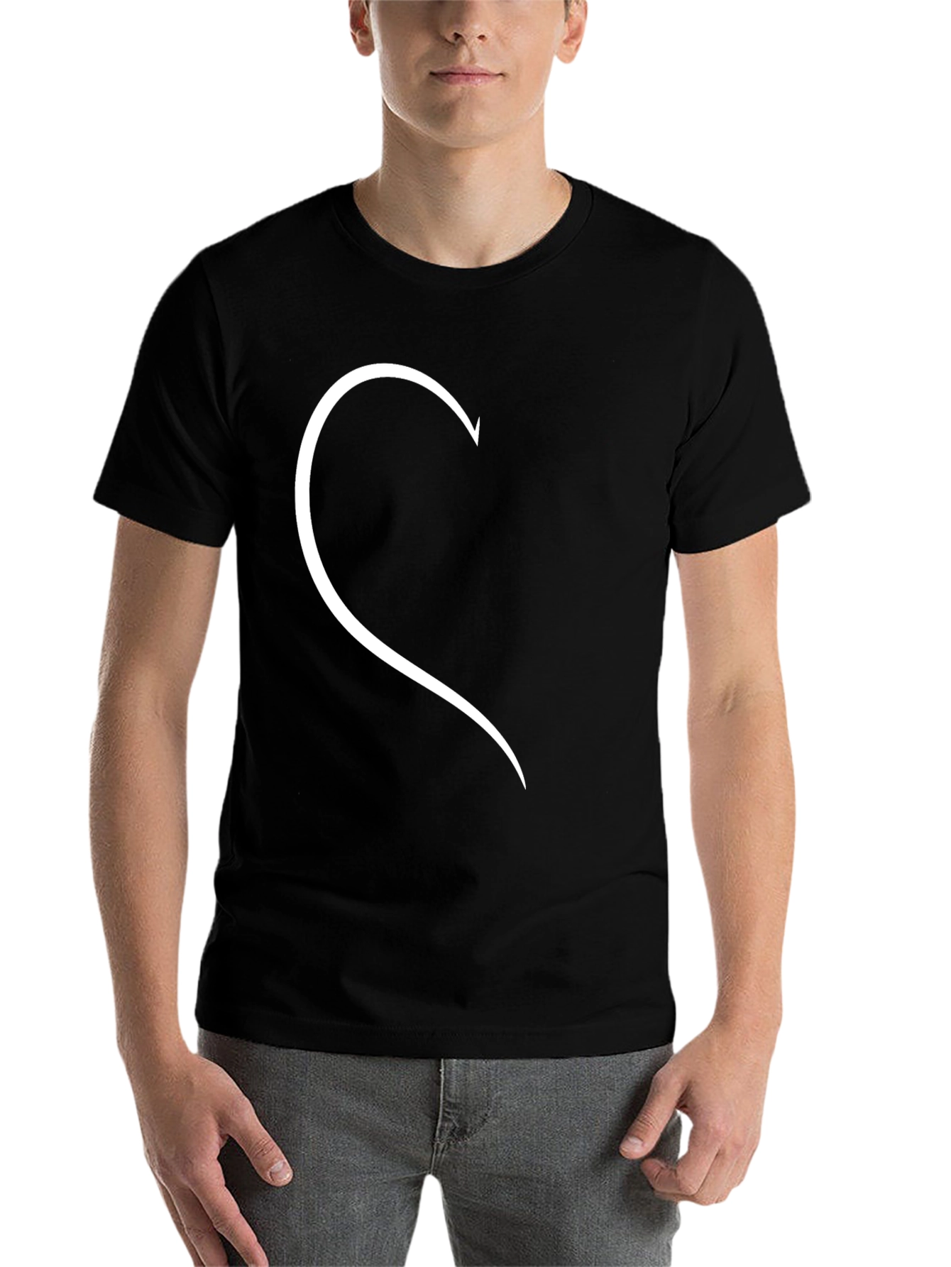 Black Matching Half Heart Couple T-Shirt - Black view 7
