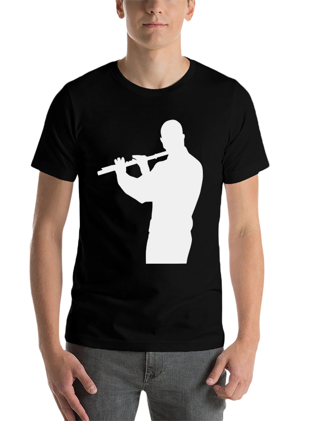 Black Flute Player T-Shirt - Cool Musician Tee view 7