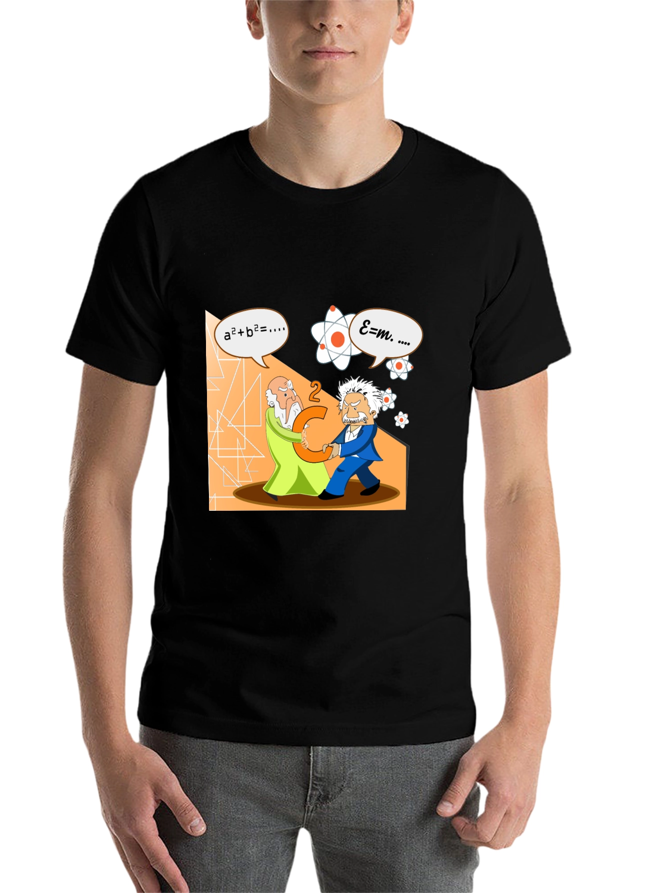 Black Science Humor T-Shirt: Einstein vs. Newton view 7