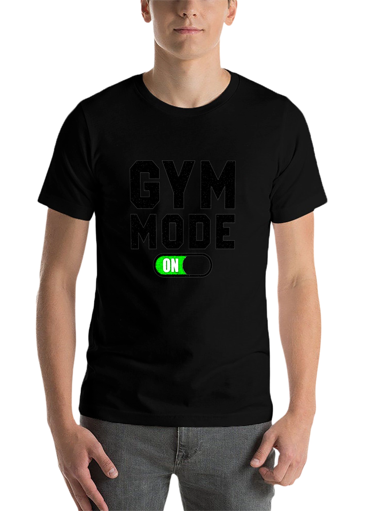 Black Gym Mode On T-Shirt - Fitness Apparel view 7