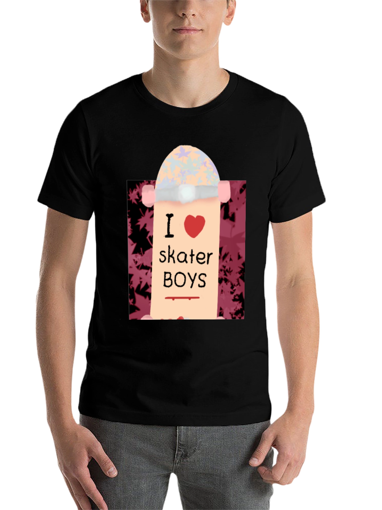 Black I Love Skater Boys T-Shirt | Unique Skateboard Tee view 7
