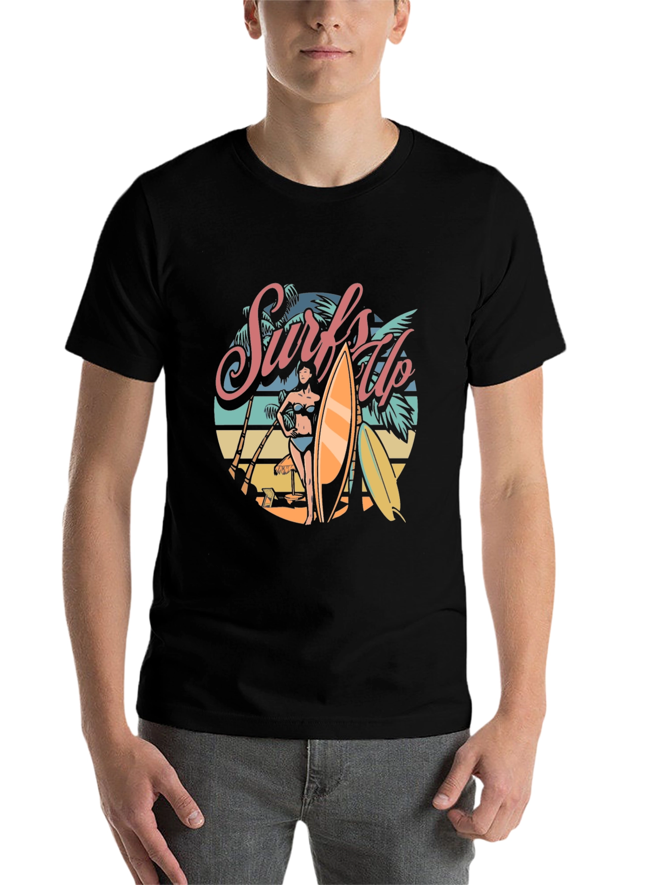 Black Surfs Up Graphic T-Shirt - Beach Vibes view 7