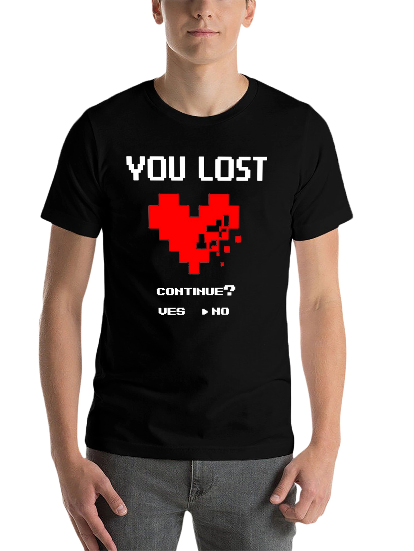 Black You Lost Heart Gamer T-Shirt view 7